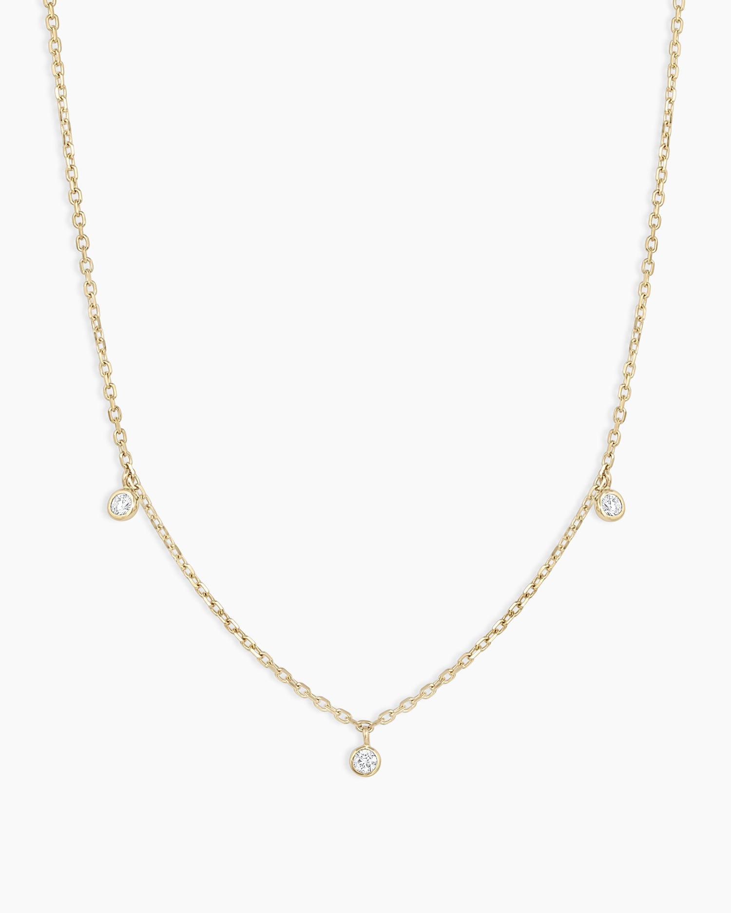 Elegant Diamond Trio Necklace featuring three sparkling lab-grown diamonds set in a delicate design.