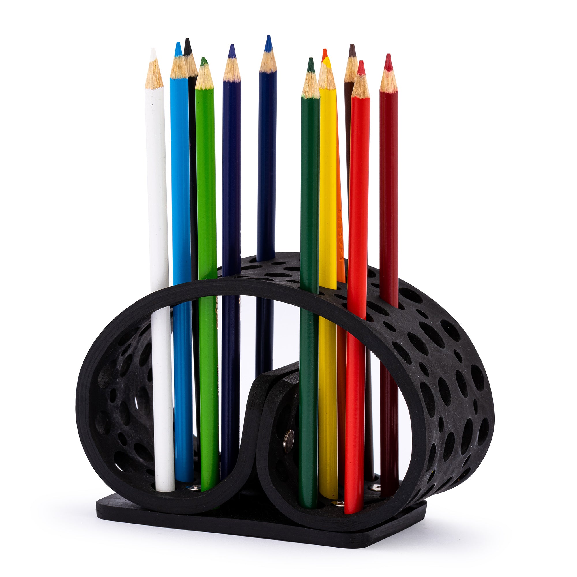 Colorful Dotty Eco-Friendly Pencil/Pen Holder made from upcycled rubber, featuring a unique spiky design with multiple holes for organizing pens and brushes.