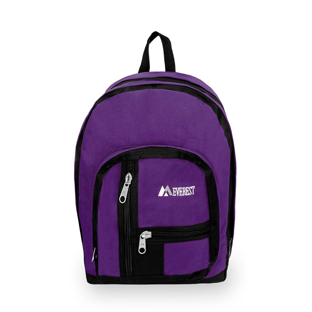 Double Compartment Backpack featuring a stylish three-tone color scheme, dual mesh pockets, and spacious compartments for versatile storage.