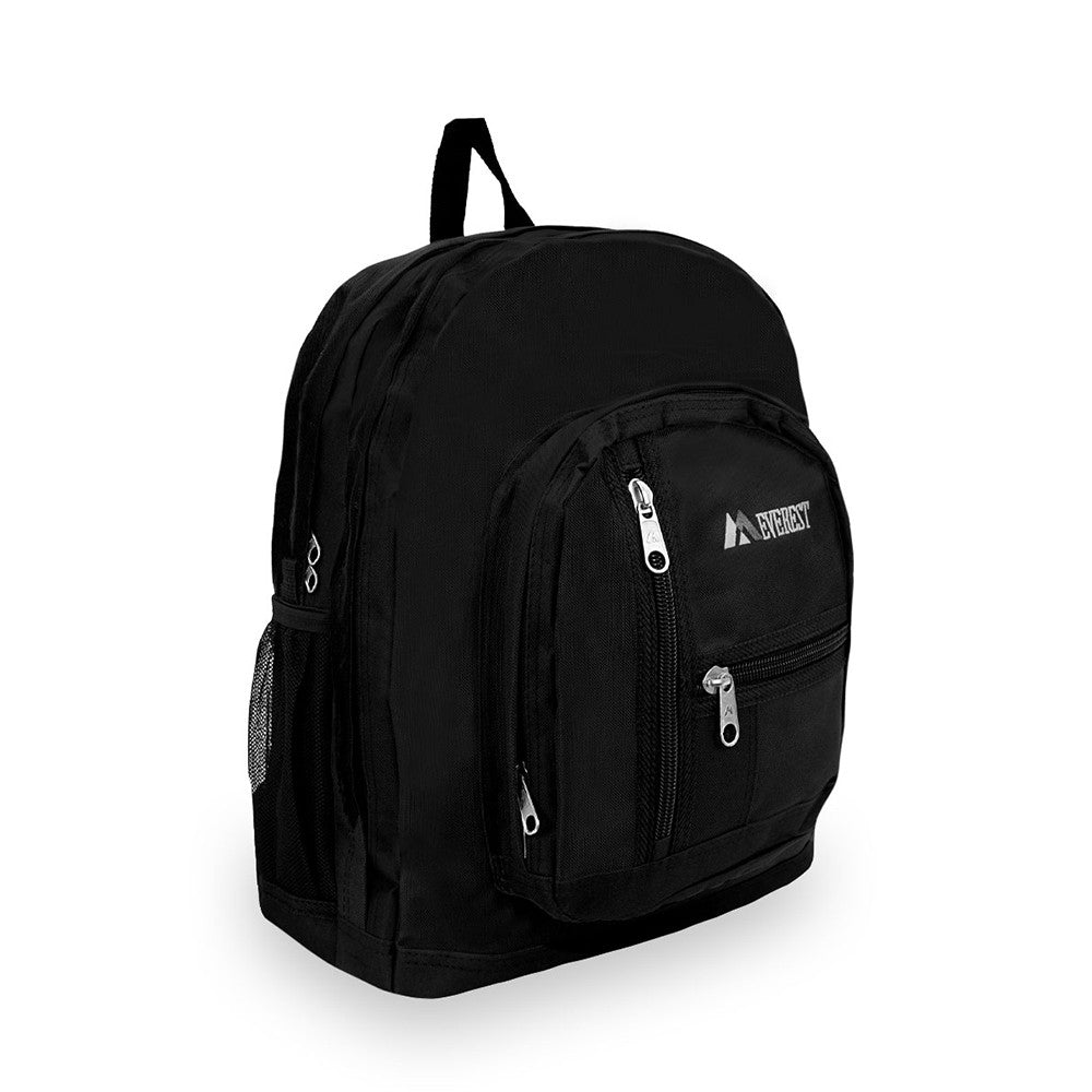 Double Compartment Backpack featuring a stylish three-tone color scheme, dual mesh pockets, and spacious compartments for versatile storage.