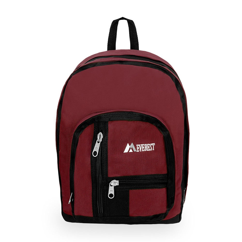 Double Compartment Backpack featuring a stylish three-tone color scheme, dual mesh pockets, and spacious compartments for versatile storage.