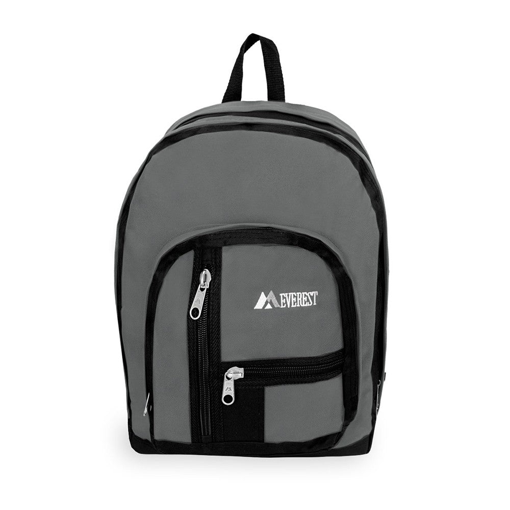 Double Compartment Backpack featuring a stylish three-tone color scheme, dual mesh pockets, and spacious compartments for versatile storage.