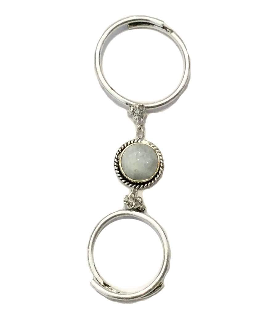 Elegant Double Me Up Ring featuring adjustable design and semi-precious stones, perfect for stacking.