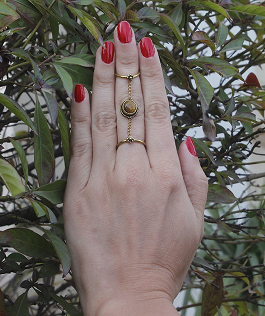 Elegant Double Me Up Ring featuring adjustable design and semi-precious stones, perfect for stacking.