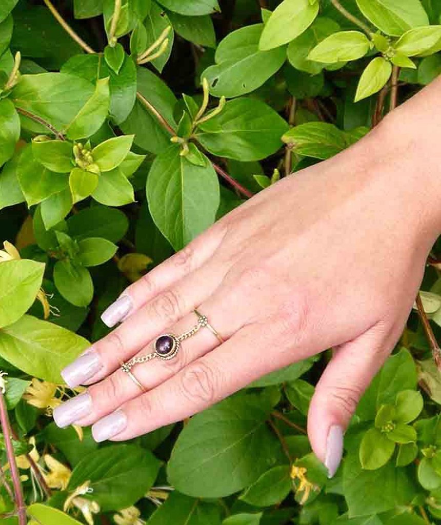 Elegant Double Me Up Ring featuring adjustable design and semi-precious stones, perfect for stacking.