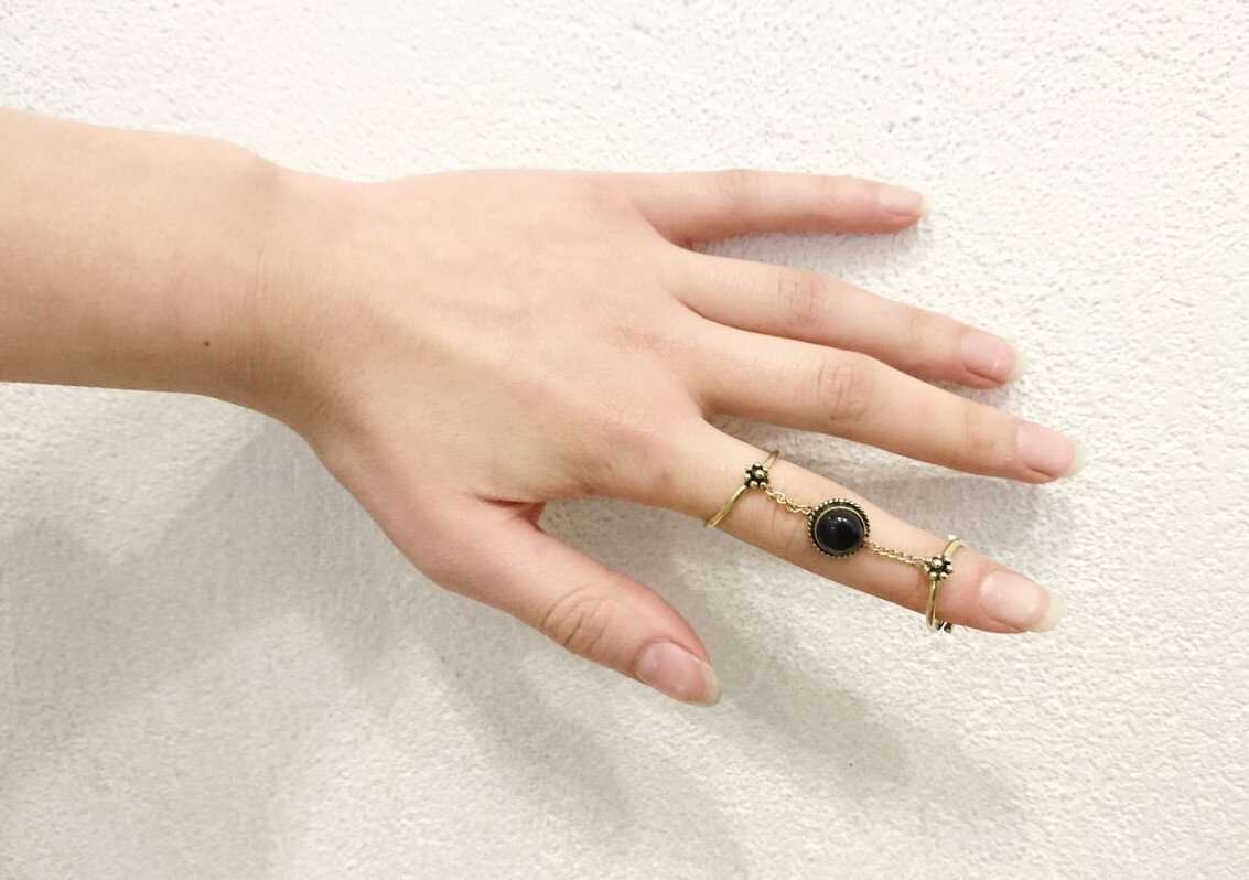 Elegant Double Me Up Ring featuring adjustable design and semi-precious stones, perfect for stacking.