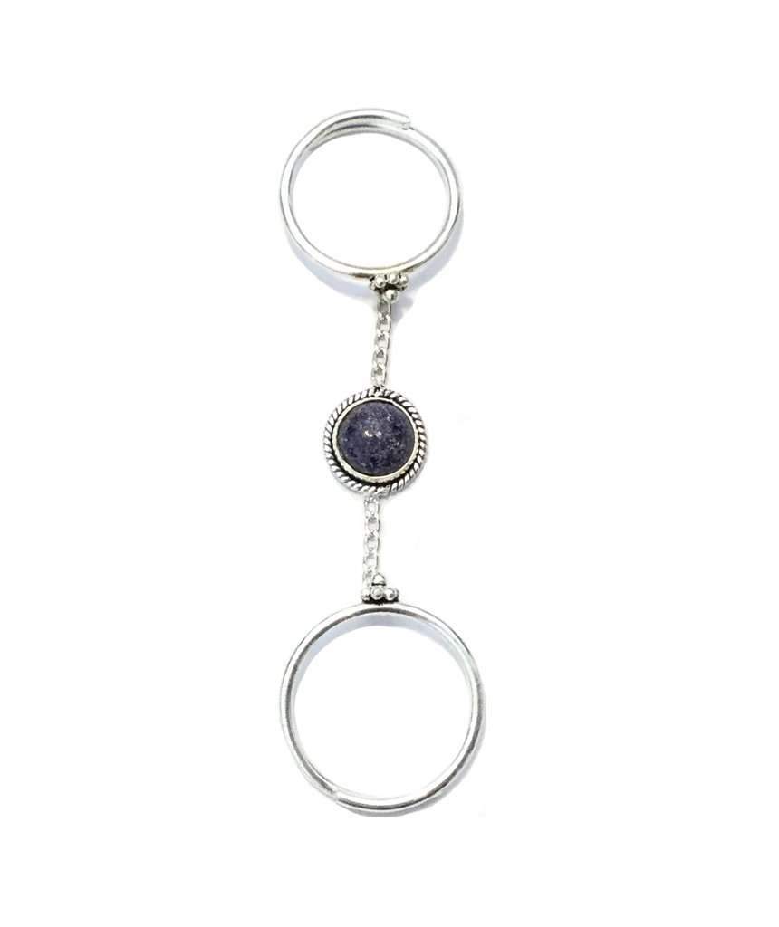 Elegant Double Me Up Ring featuring adjustable design and semi-precious stones, perfect for stacking.