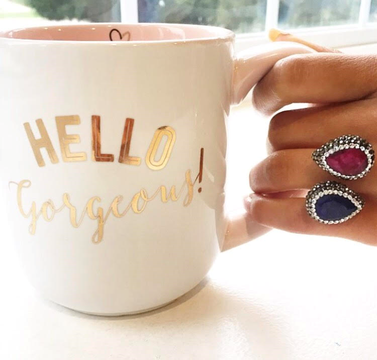 A beautifully crafted DOUBLE Stone Ring featuring a vibrant Ruby and a captivating Sapphire set in 925 Sterling Silver with rhodium plating.