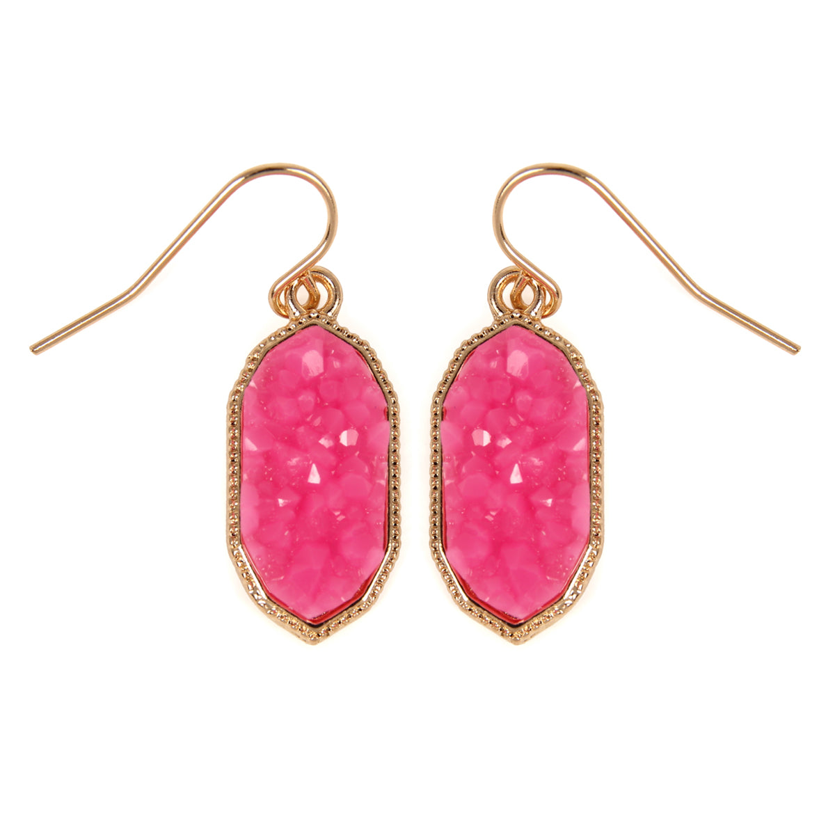 Druzy Small Dangling Drop Earrings in various colors, showcasing their elegant design and lightweight structure.