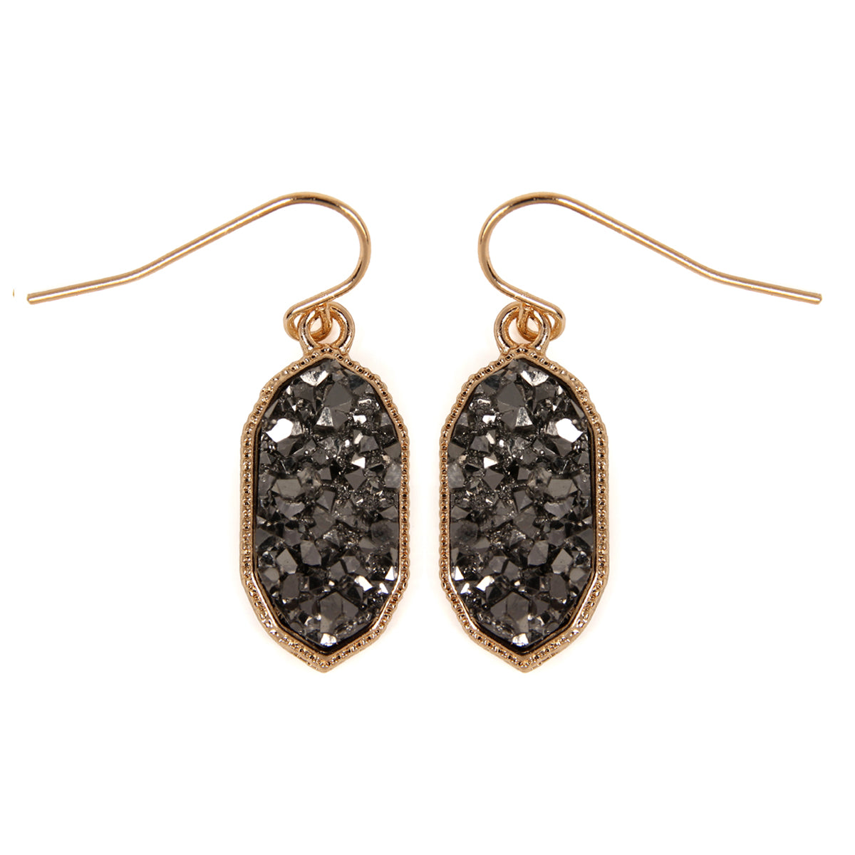 Druzy Small Dangling Drop Earrings in various colors, showcasing their elegant design and lightweight structure.