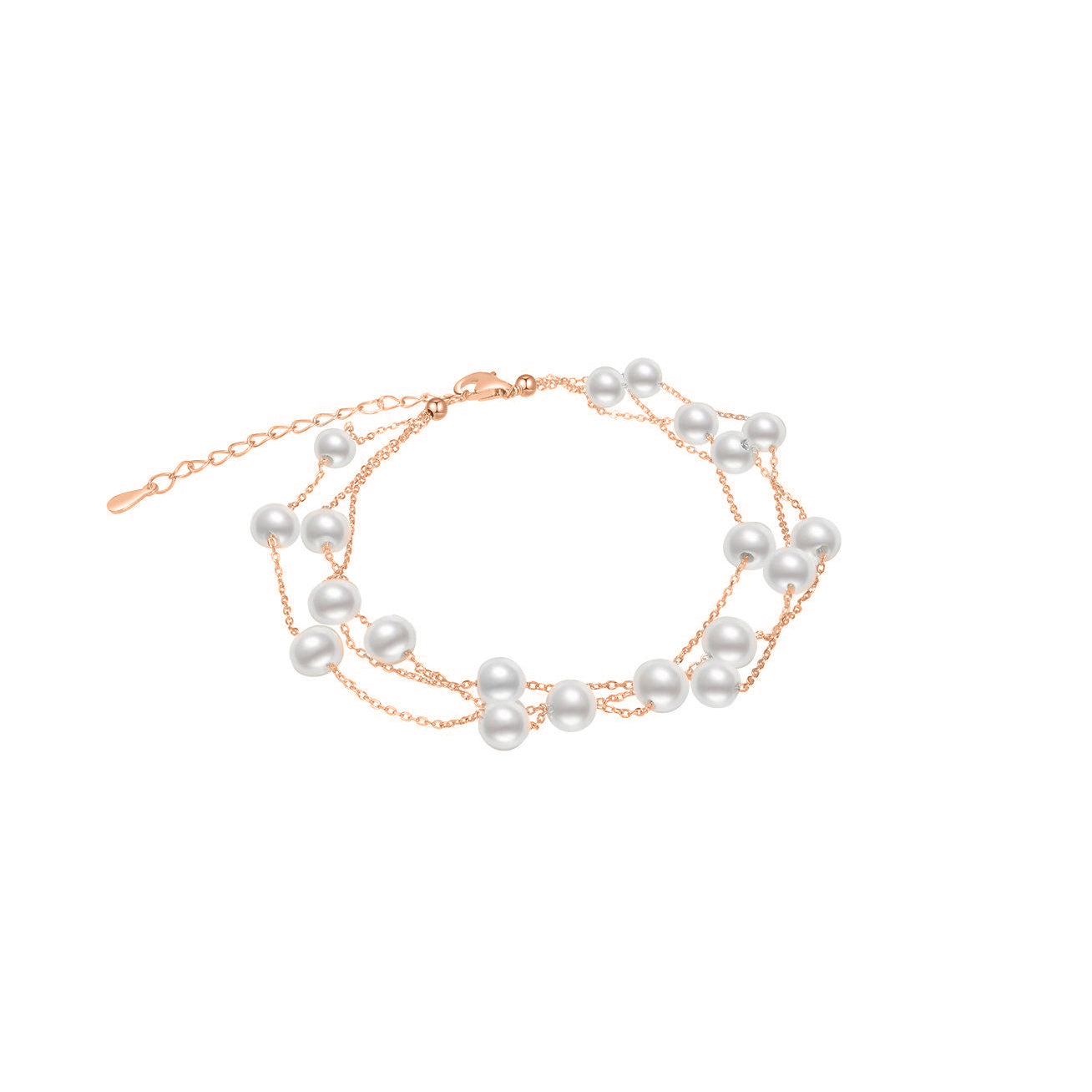 Elegant Freshwater Pearl Bracelet with scattered pearls and rose gold accents, showcasing a delicate and dreamy design.
