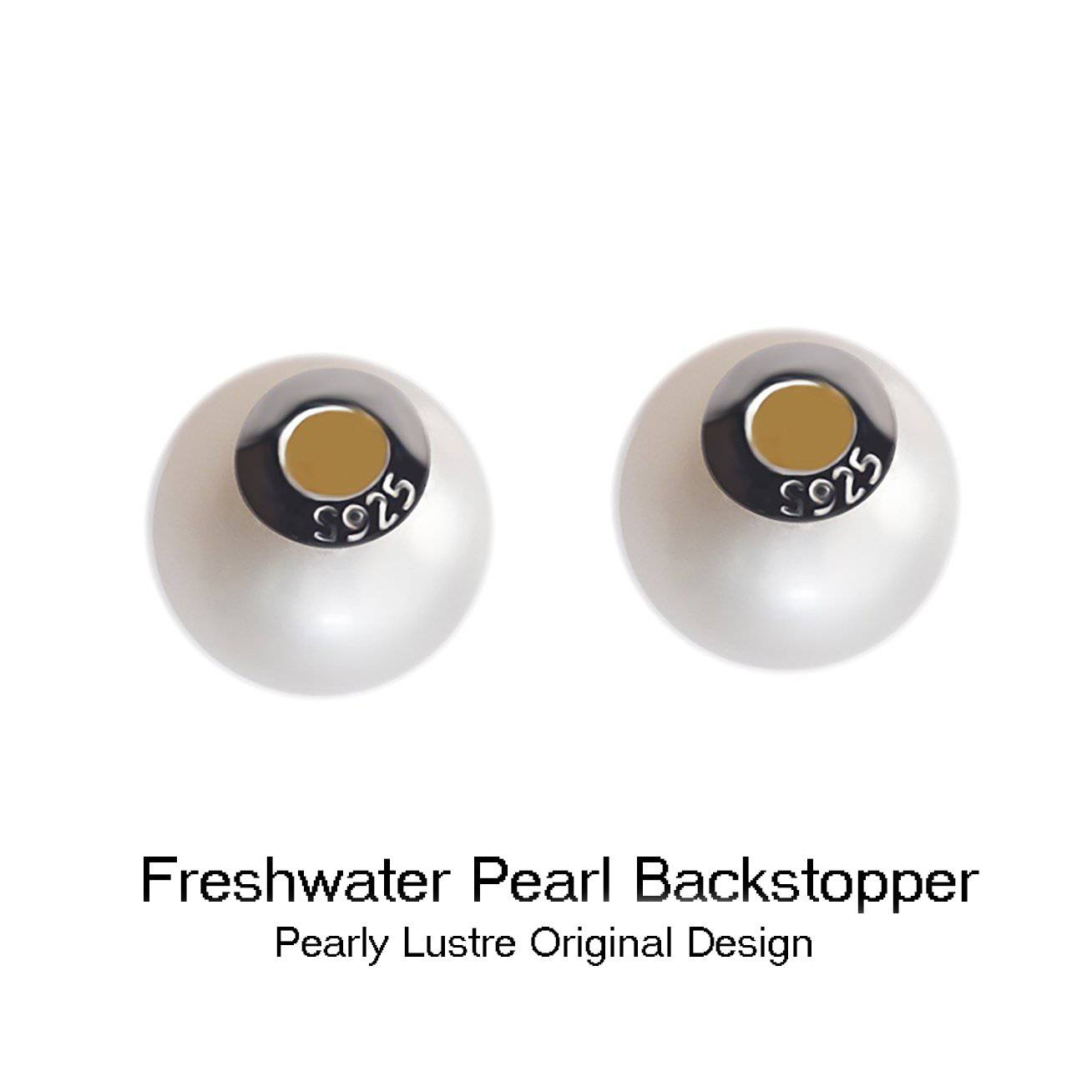 Elegant Freshwater Pearl Earrings WE00066 featuring round white pearls and sterling silver with gold plating.