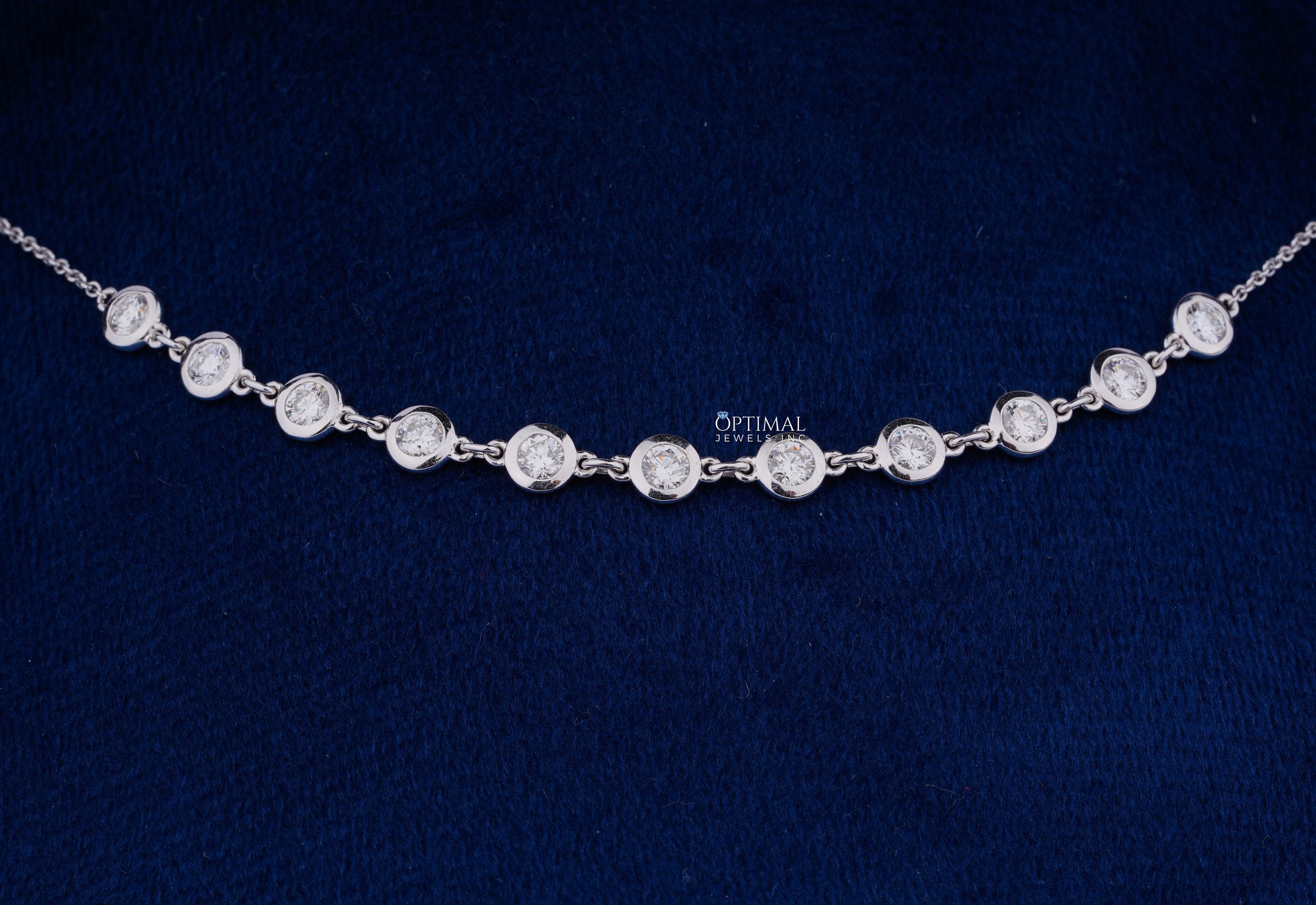 Elegant white gold necklace featuring 1.10 CTW small round lab-grown diamonds on an 18-inch rolo chain, perfect for formal occasions.
