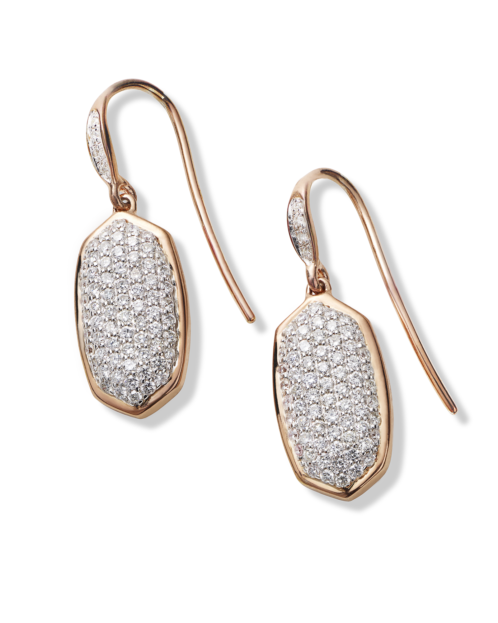 Elements Dangling Micro-Pav'e Earrings in 18K Gold featuring white stones and a stylish design.