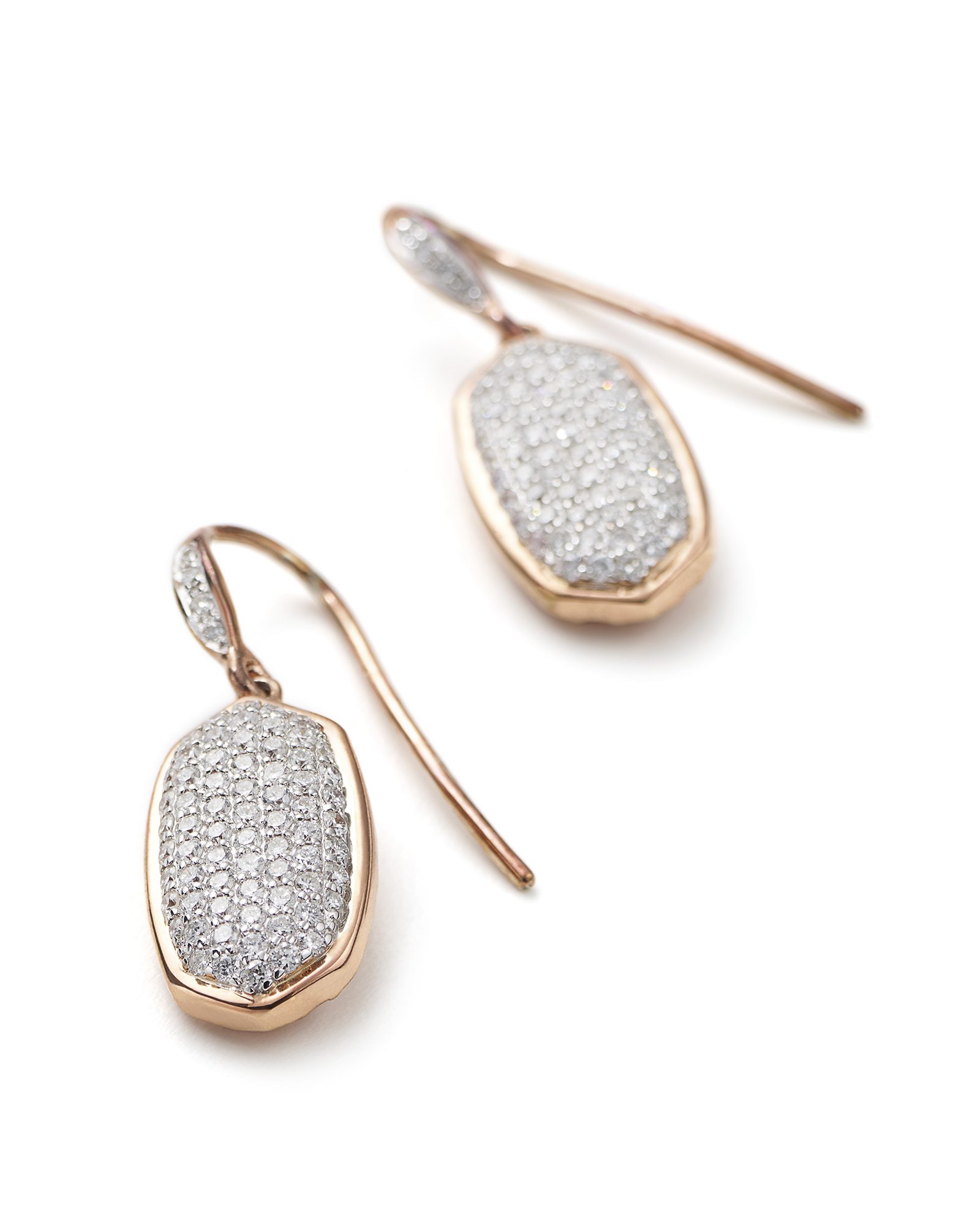 Elements Dangling Micro-Pav'e Earrings in 18K Gold featuring white stones and a stylish design.