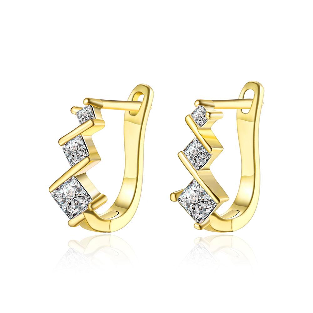 Elegant Elements Intertwined Clip On Earrings featuring certified crystals and 18K gold plating, designed for comfort and style.