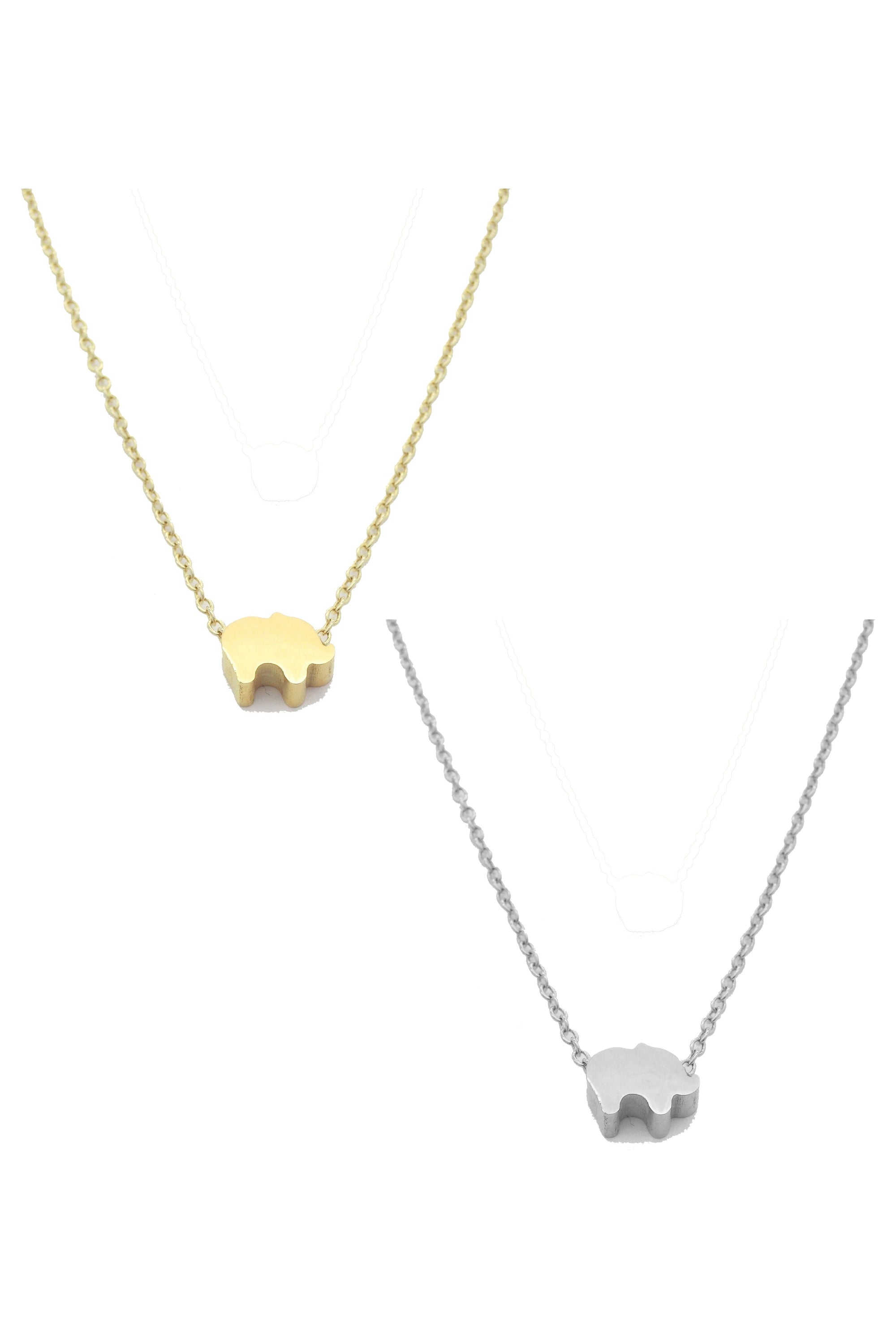 A stylish Elephant Pendant Necklace by DOBBI, showcasing a beautifully crafted elephant design in stainless steel, available in various colors.