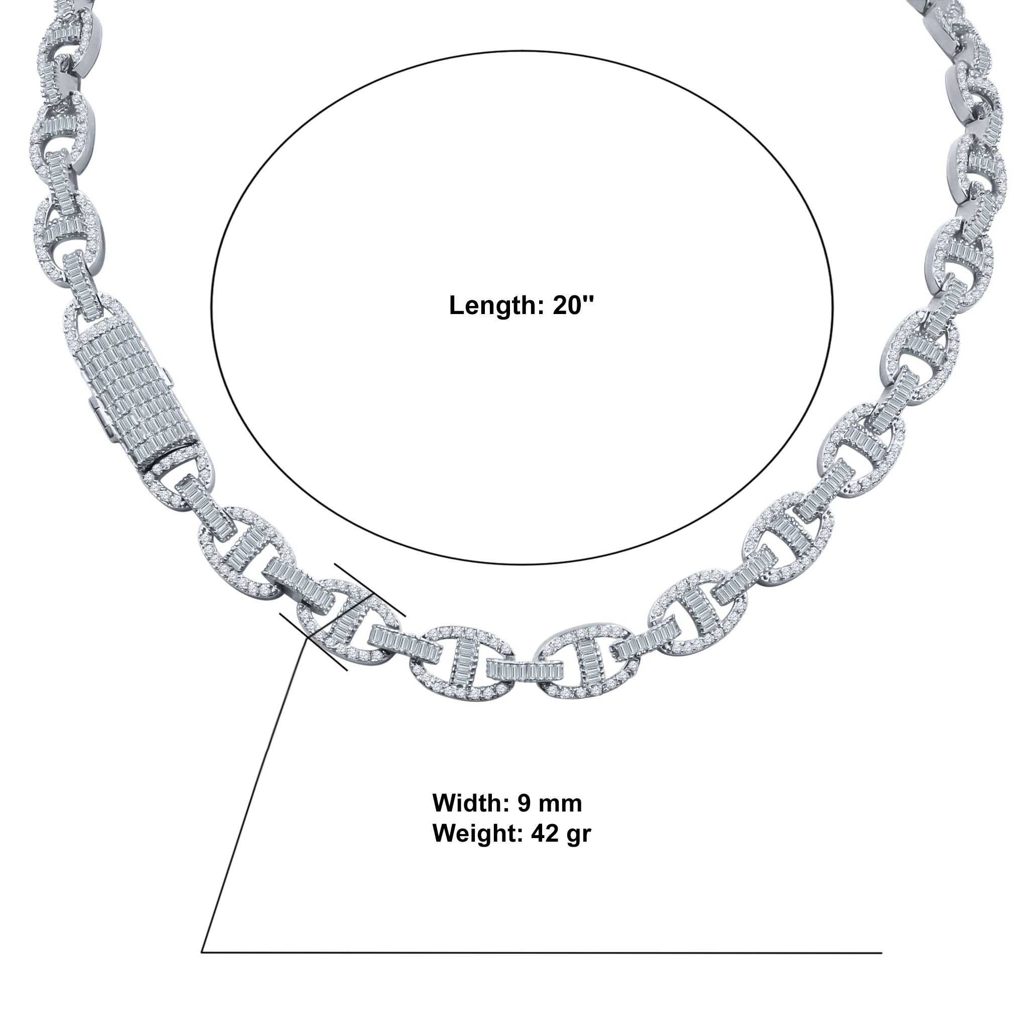 ELITE 6MM Iced Out CZ Chain featuring AAA cubic zirconia stones, brass metal, and available in rhodium and gold plating.