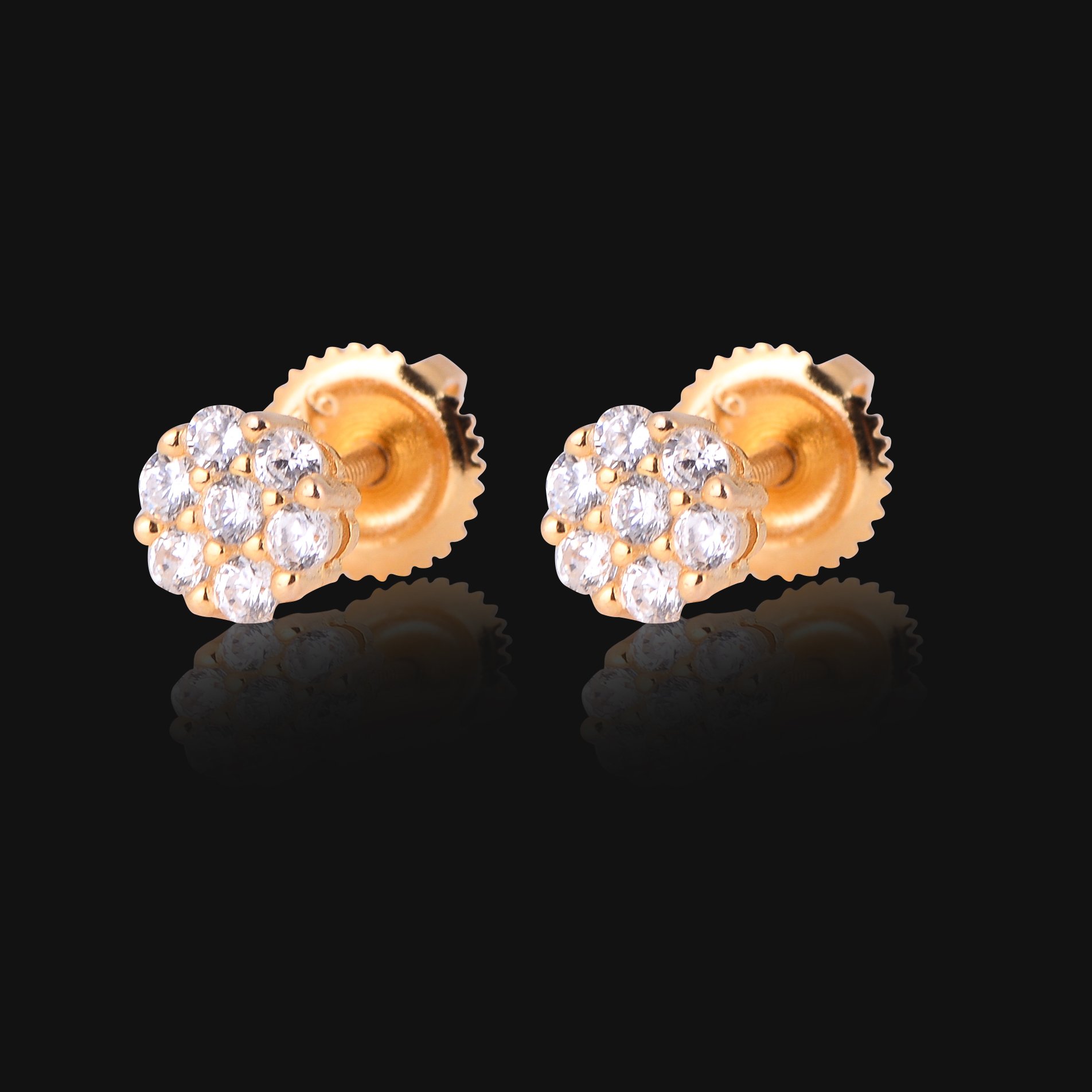 Entice 6 MM CZ Stud earrings featuring a floral design with cubic zircon stones set in 925 sterling silver.