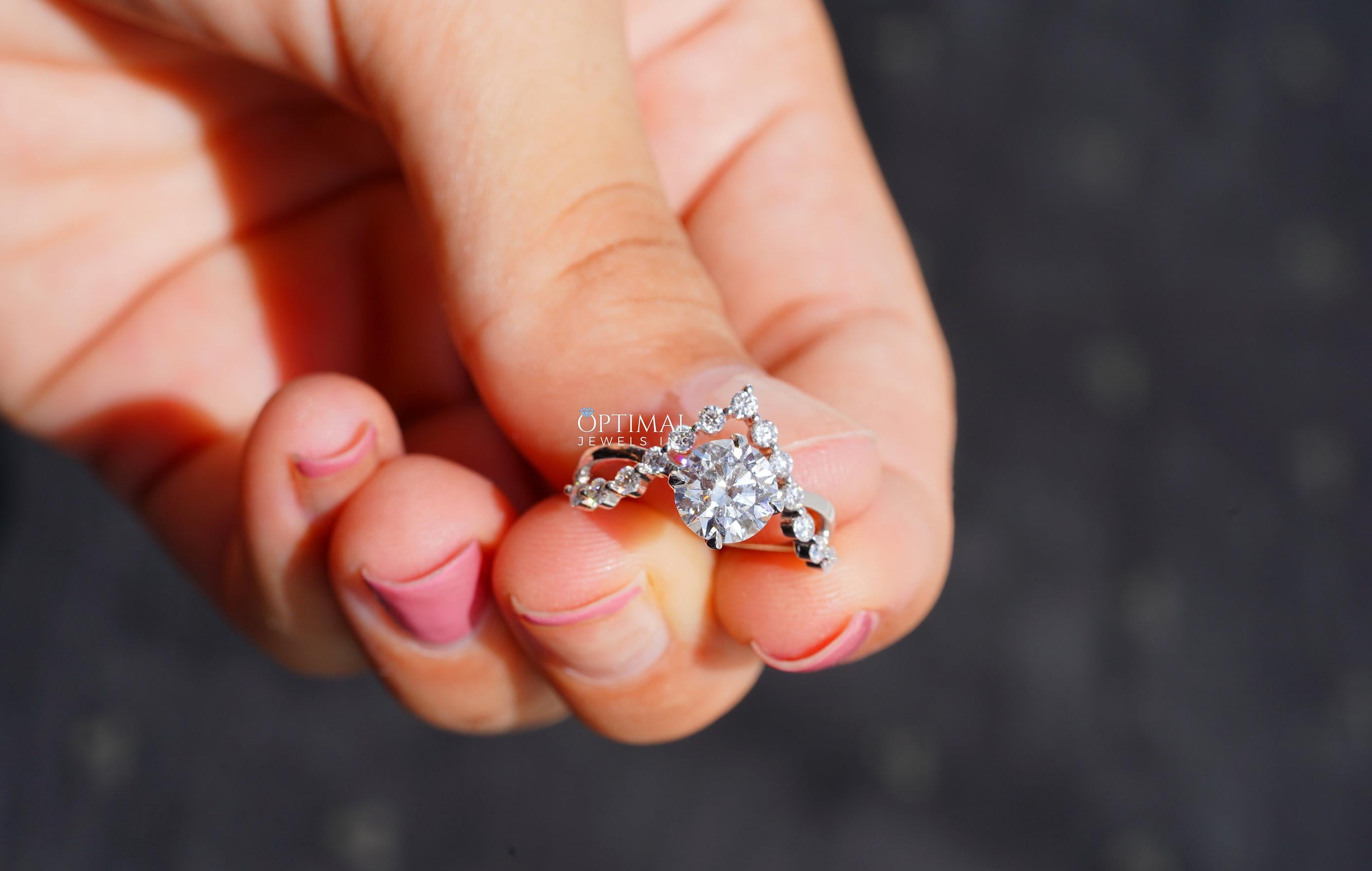 Eternal Diamond Ring featuring a 1.87 Ctw IGI Certified Round Cut Lab Grown Diamond set in white gold, showcasing elegance and ethical craftsmanship.