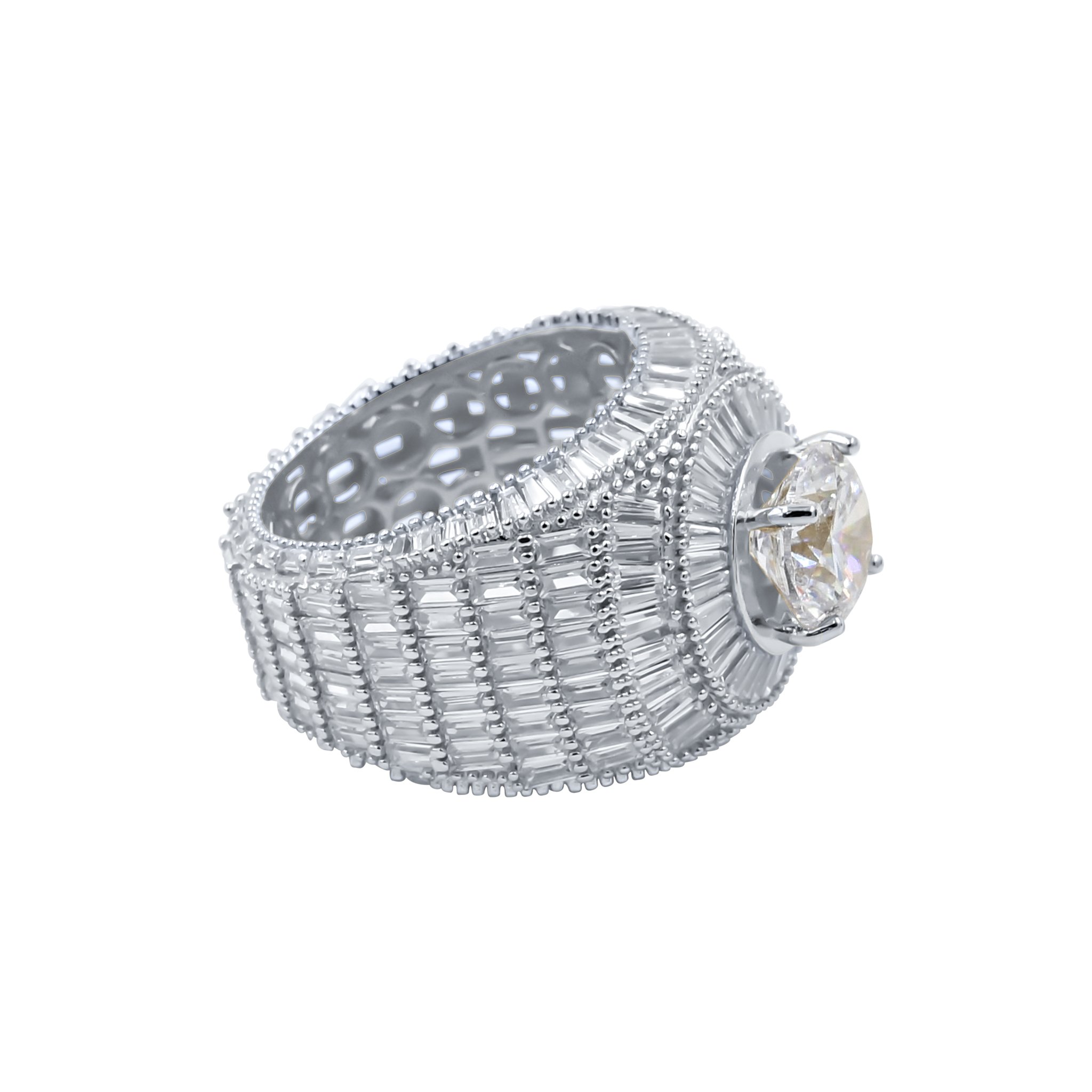 Ethereal Silver Ring featuring cubic zirconia stones in a circular pattern, crafted from 925 Sterling Silver.