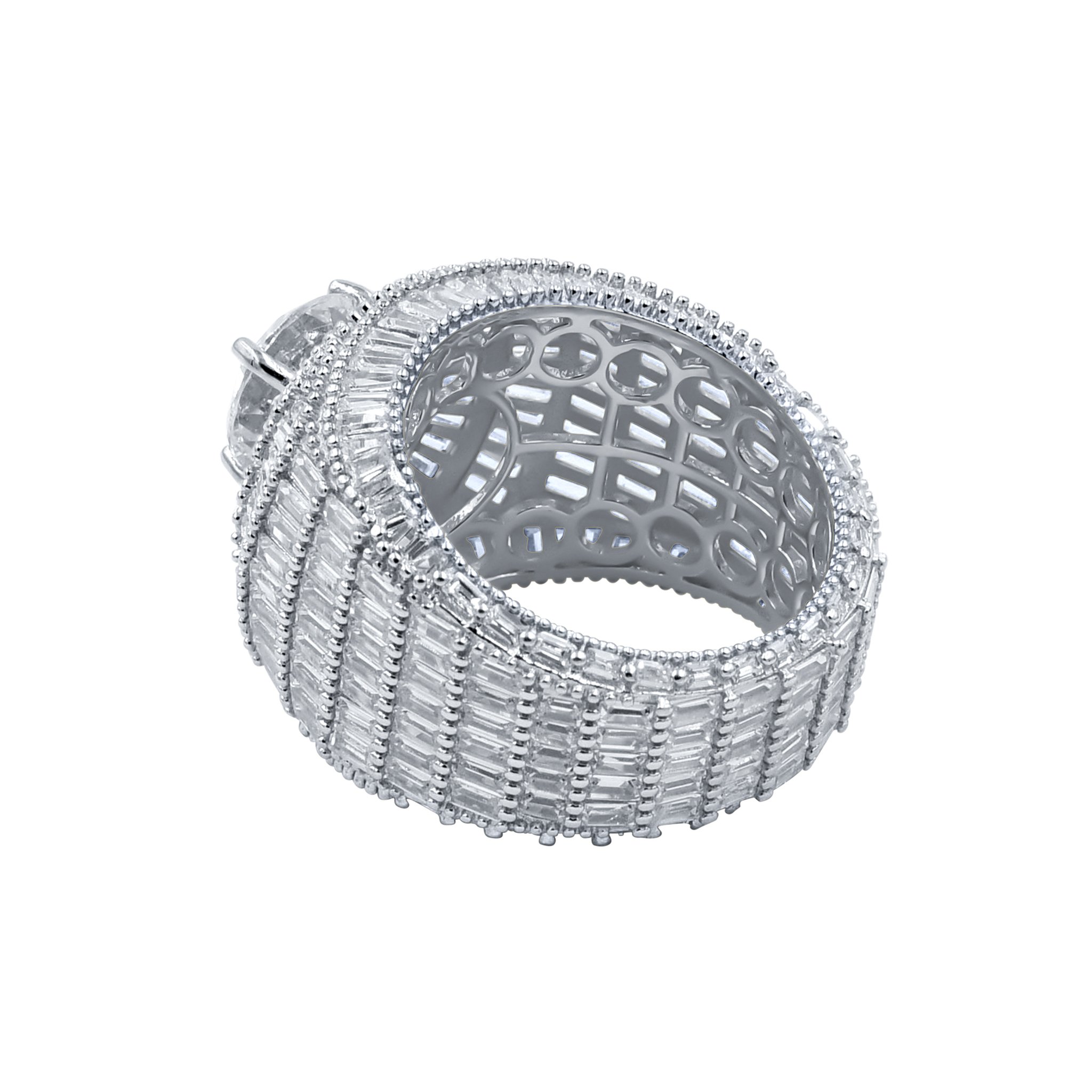 Ethereal Silver Ring featuring cubic zirconia stones in a circular pattern, crafted from 925 Sterling Silver.
