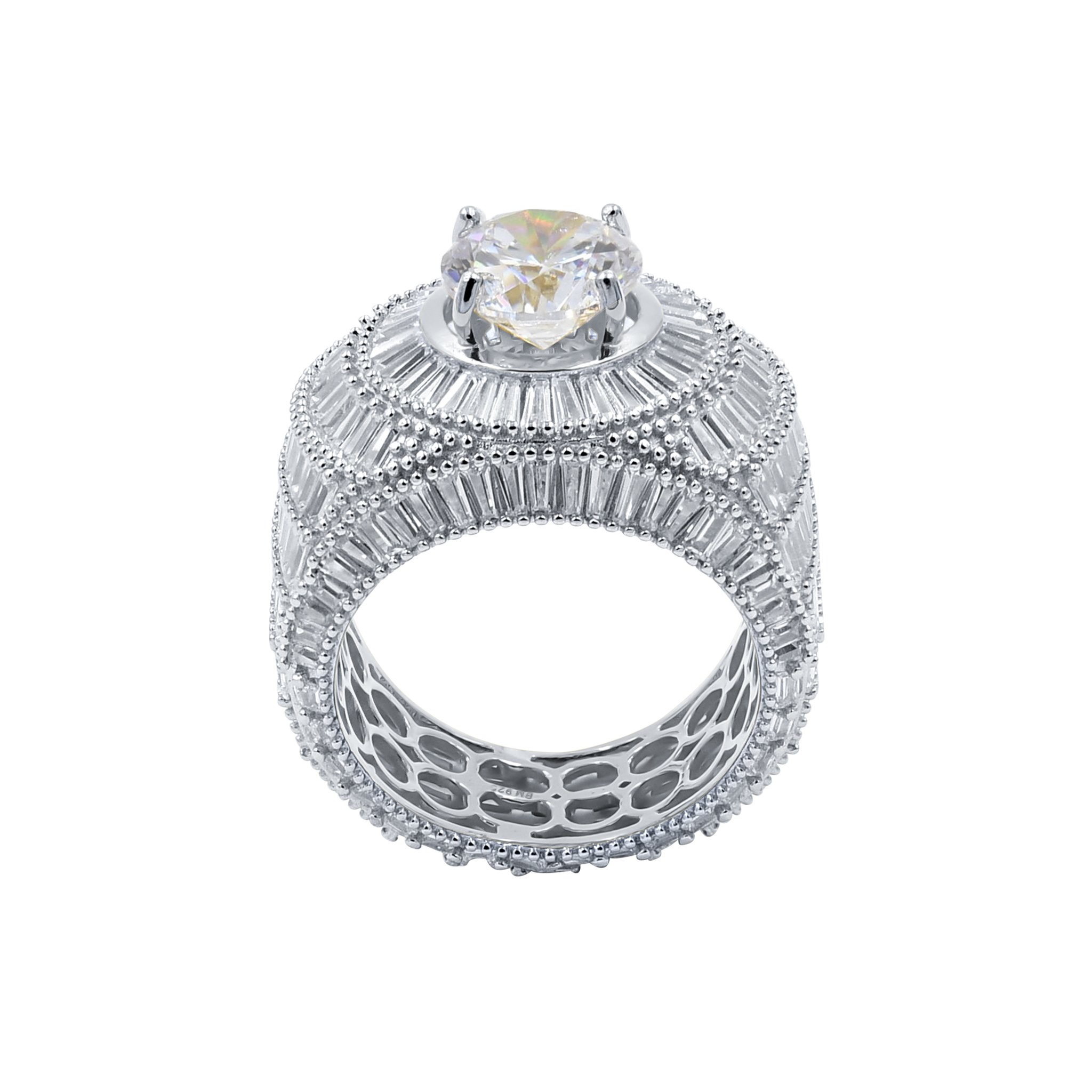 Ethereal Silver Ring featuring cubic zirconia stones in a circular pattern, crafted from 925 Sterling Silver.