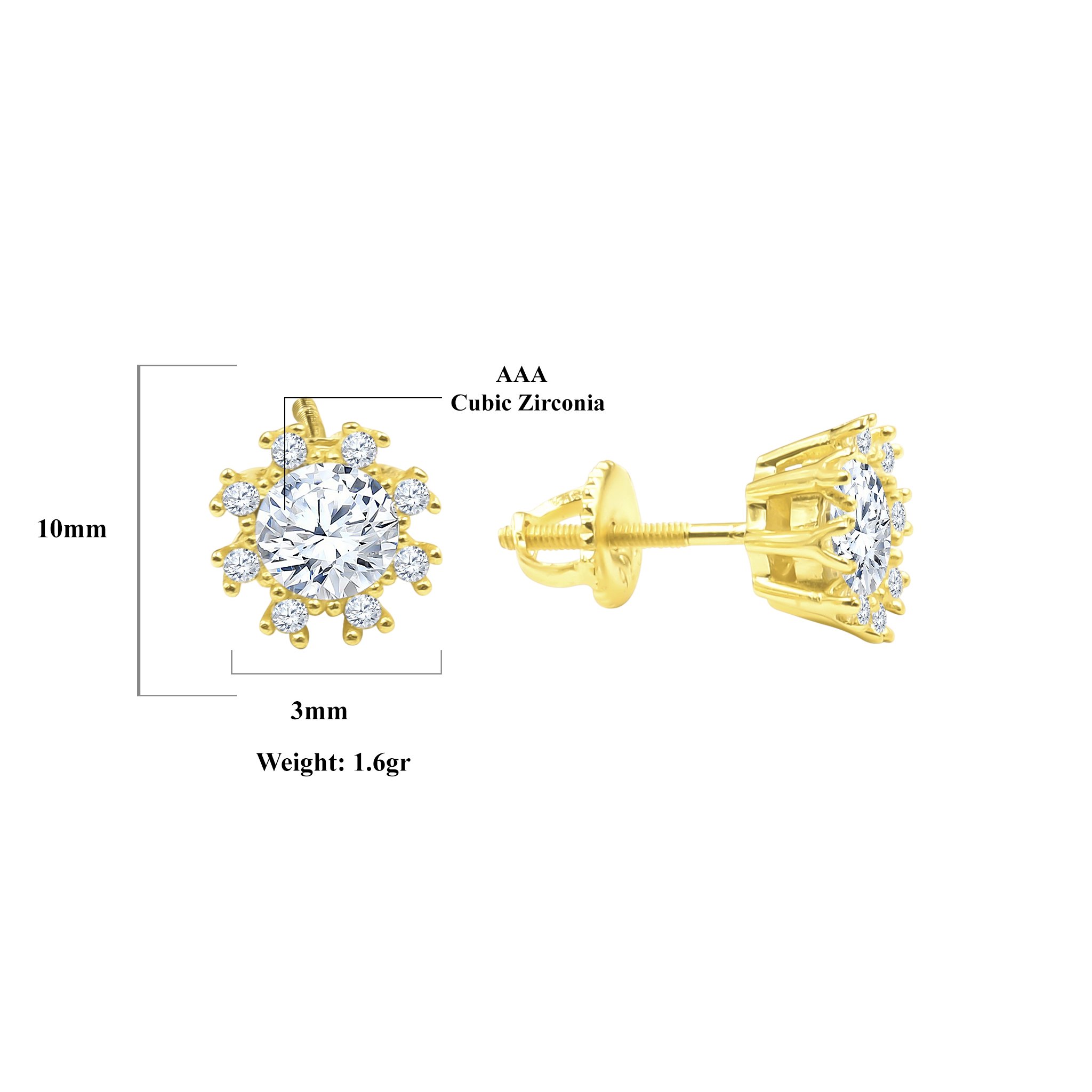 Etoile Screw Back earrings featuring a pivot gem surrounded by sparkling cubic zirconia stones, crafted from brass copper metal.