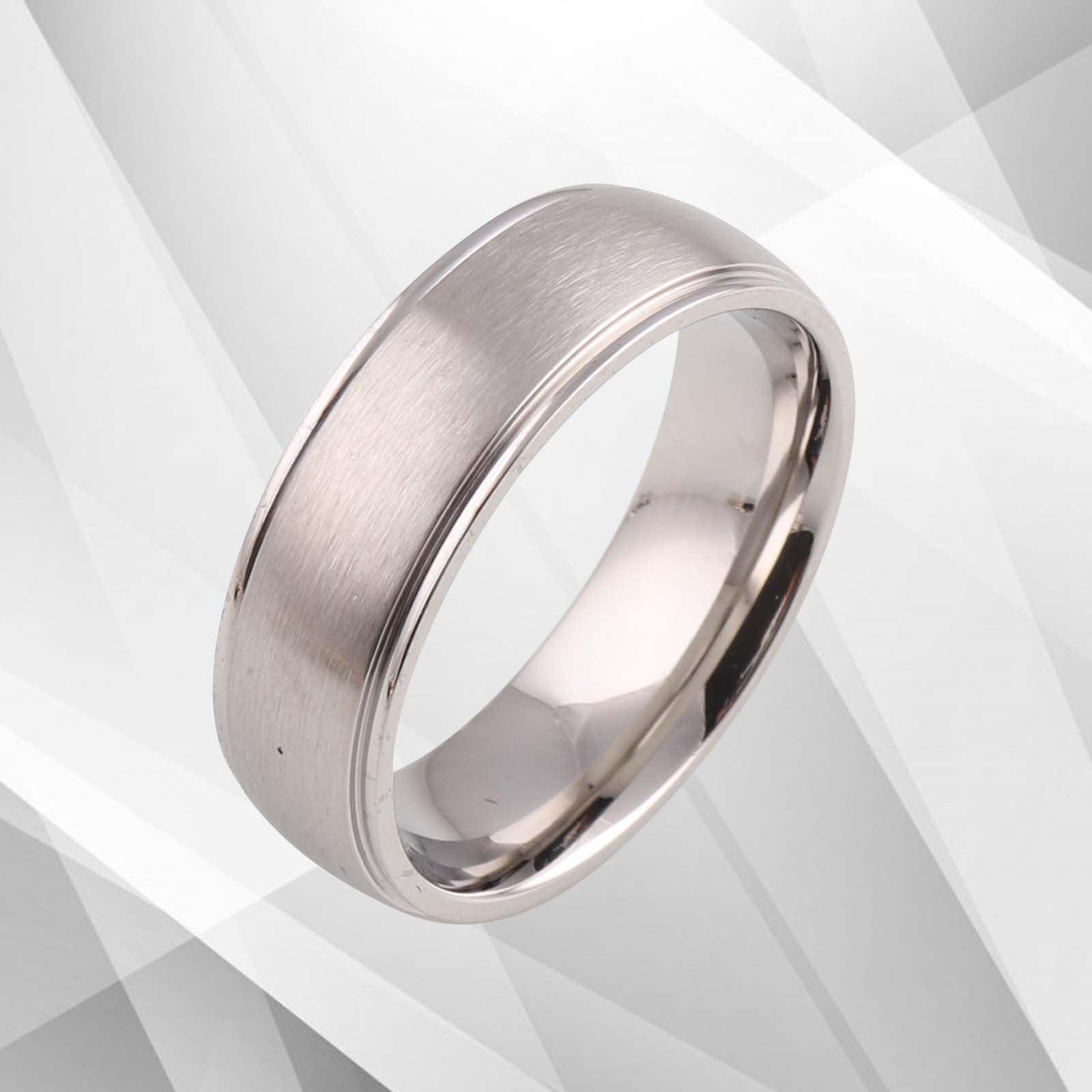 Exquisite Men's Tungsten Wedding Anniversary Band Ring with 18Ct White Gold Plating, showcasing a matt polished finish and comfort fit design.