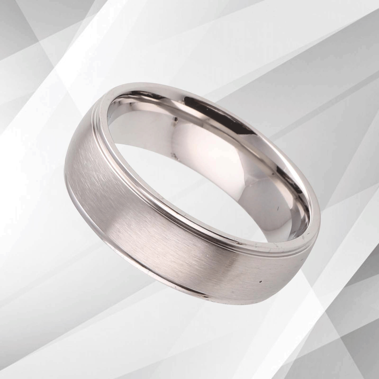 Exquisite Men's Tungsten Wedding Anniversary Band Ring with 18Ct White Gold Plating, showcasing a matt polished finish and comfort fit design.