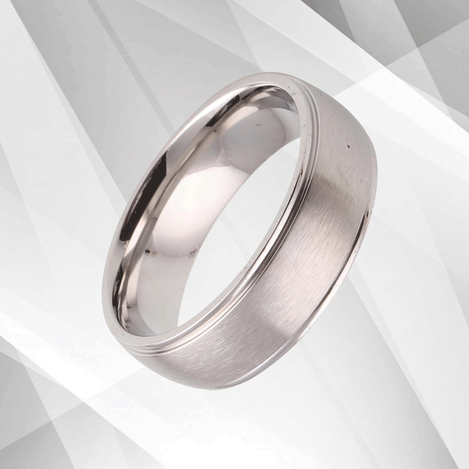 Exquisite Men's Tungsten Wedding Anniversary Band Ring with 18Ct White Gold Plating, showcasing a matt polished finish and comfort fit design.