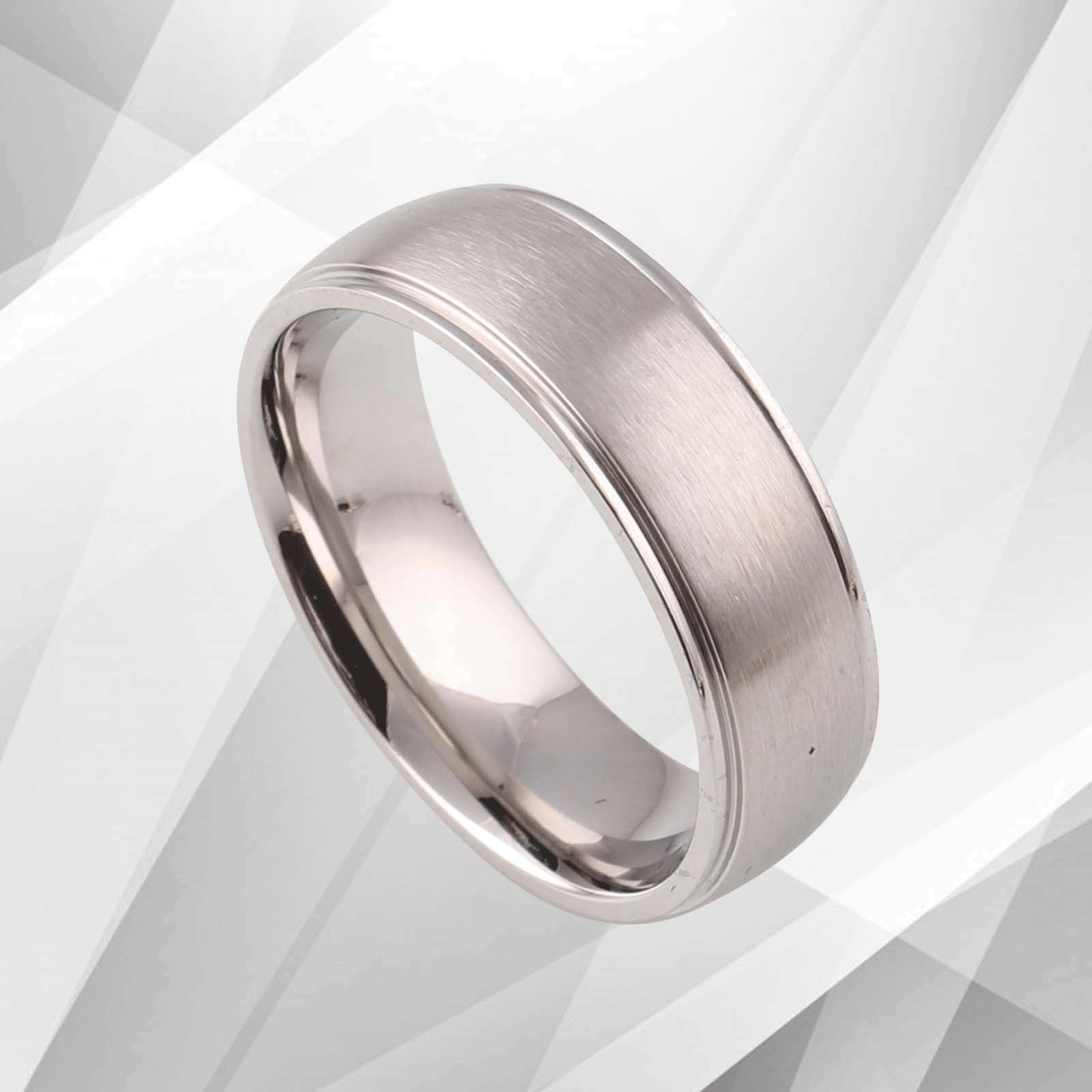 Exquisite Men's Tungsten Wedding Anniversary Band Ring with 18Ct White Gold Plating, showcasing a matt polished finish and comfort fit design.