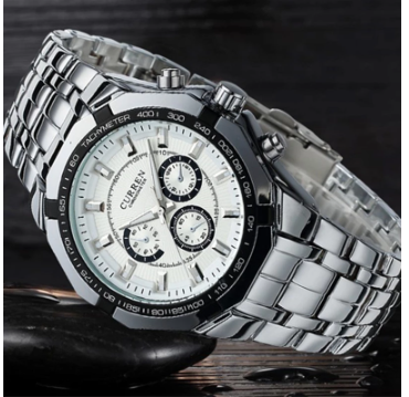 FACILIS Metal Curren Watch with polished dial and stainless steel back cover, showcasing elegance and modern design.