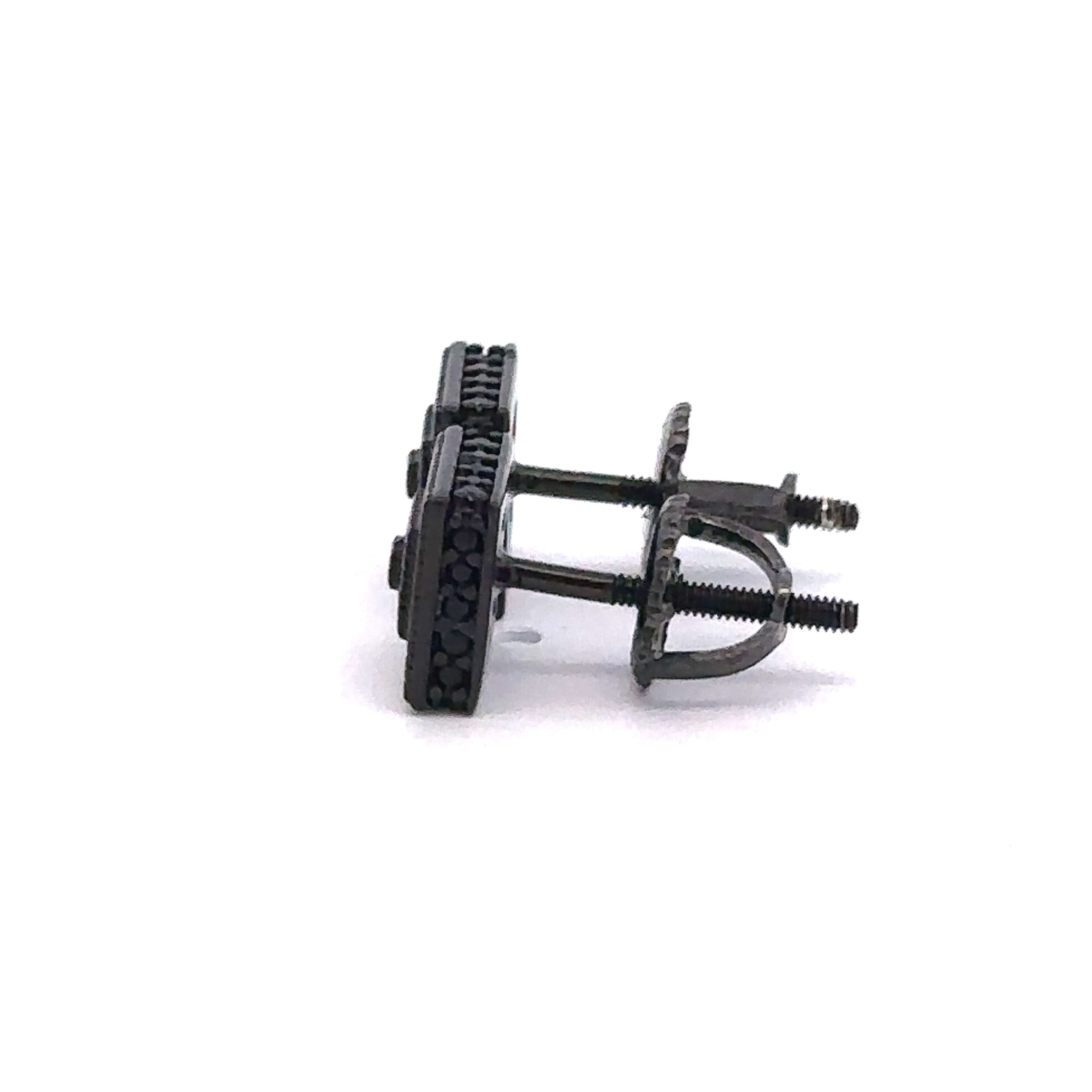 FAELAN 925 CZ Black Iced Out Earrings featuring sparkling cubic zircon stones set in sterling silver.