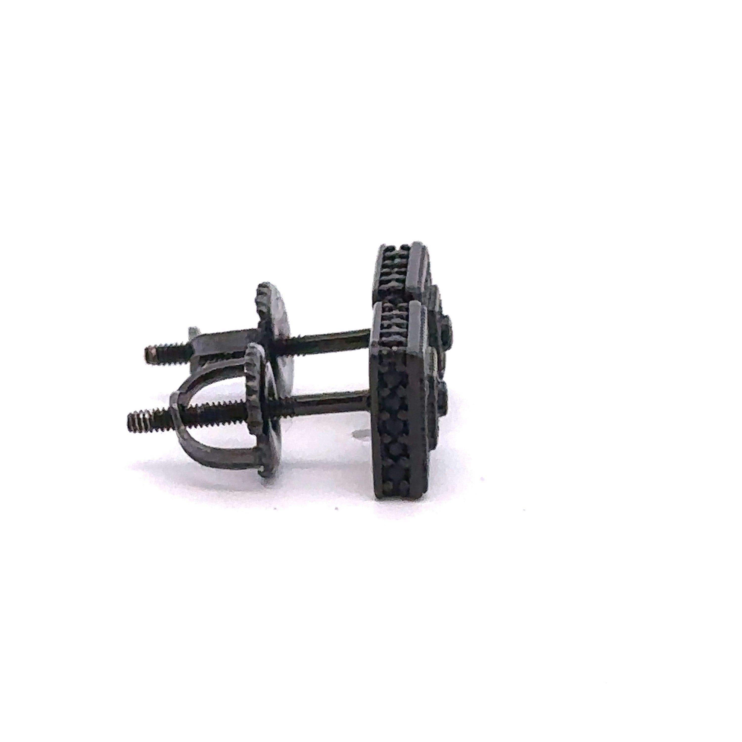 FAELAN 925 CZ Black Iced Out Earrings featuring sparkling cubic zircon stones set in sterling silver.