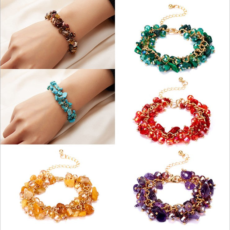 Fashion Stone Bangle Bracelet featuring colorful imitated crystals and alloy, perfect for women and girls as a stylish gift.