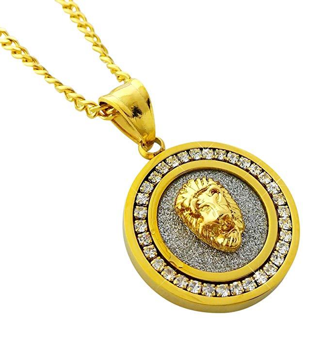Circular Inspirational Pendant Necklace in 14K Gold with AAAAA crystal, featuring a twisted rope chain and lobster clasp.