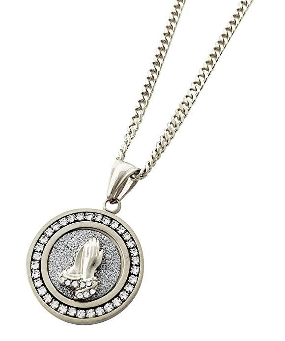 Circular Inspirational Pendant Necklace in 14K Gold with AAAAA crystal, featuring a twisted rope chain and lobster clasp.