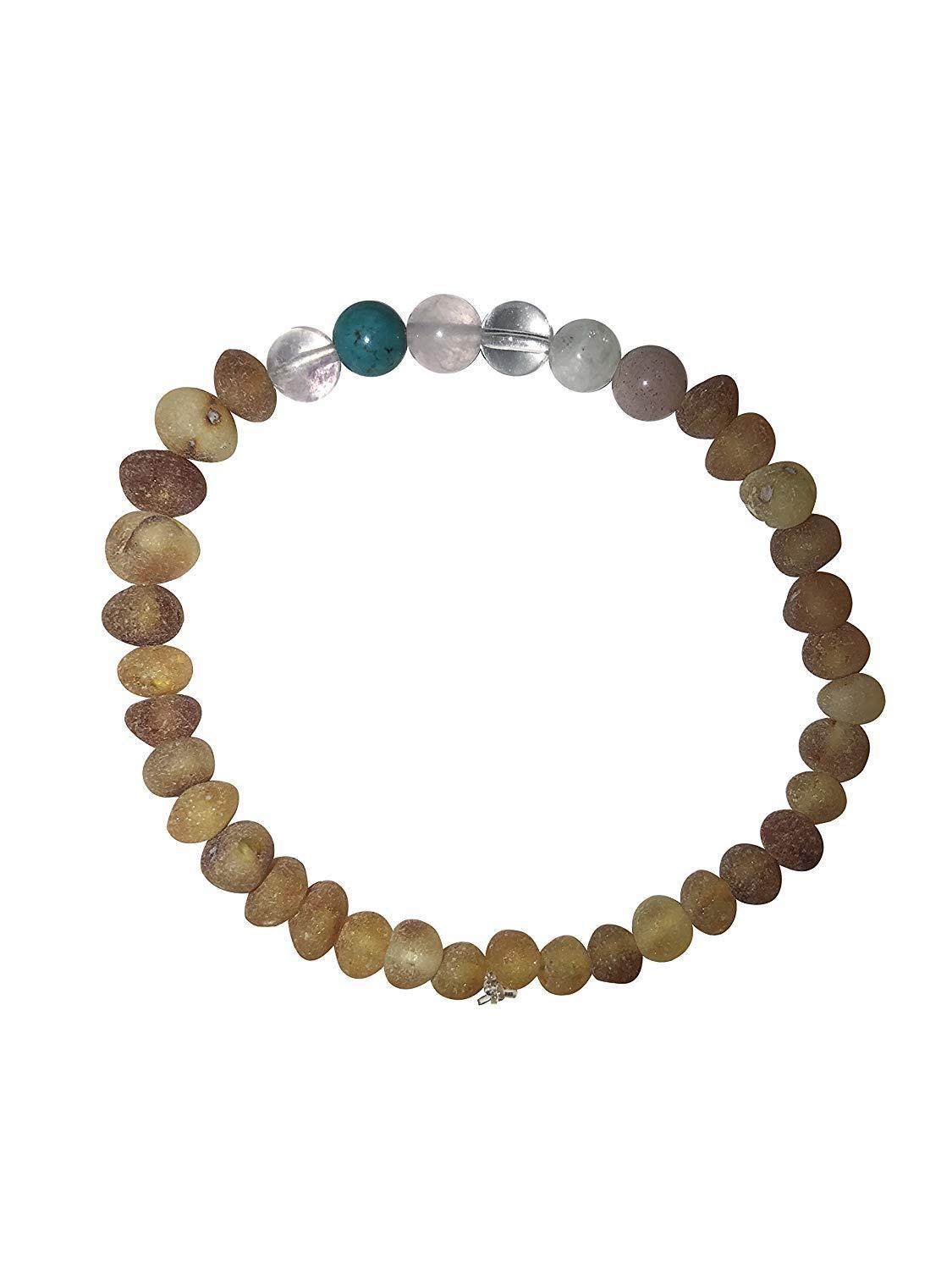 Handcrafted Fertility Amber Bracelet featuring raw Baltic amber and various gemstones for enhancing fertility and emotional balance.