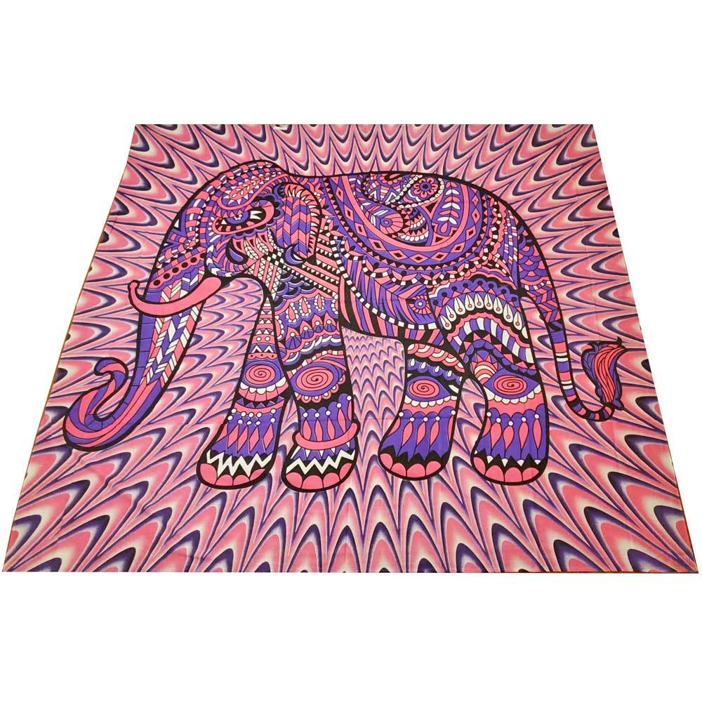 Festival Boho Jeweled Elephant Home Decor Tapestry in vibrant colors with intricate elephant design, perfect for enhancing home decor.
