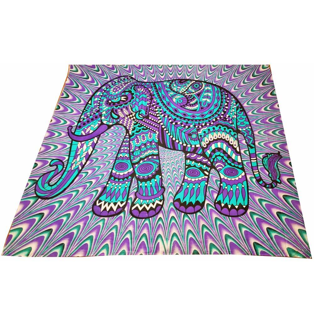 Festival Boho Jeweled Elephant Home Decor Tapestry in vibrant colors with intricate elephant design, perfect for enhancing home decor.