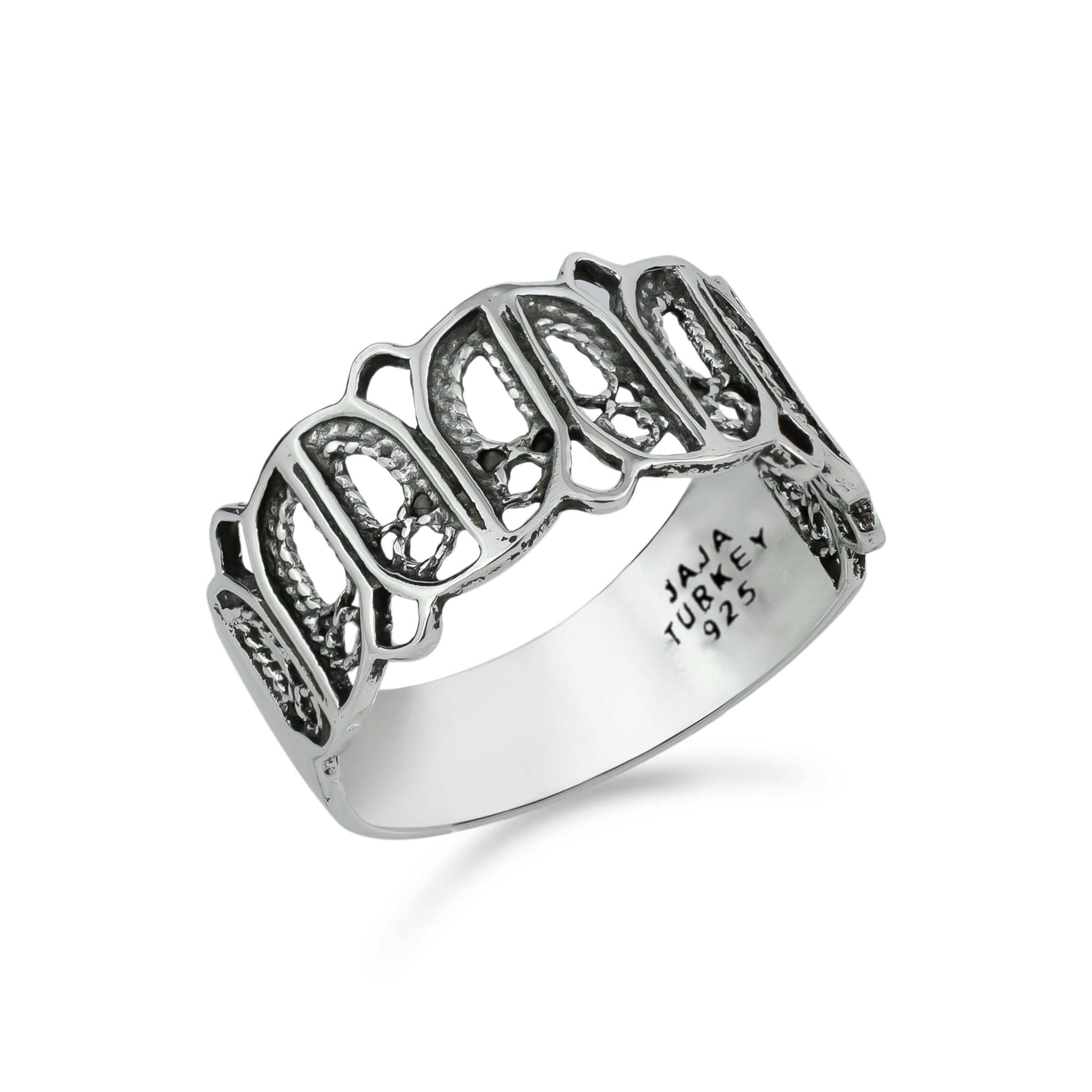 Elegant Filigree Art Women Tulip Figured Sterling Silver Band Ring showcasing intricate metal strands and polished finish.