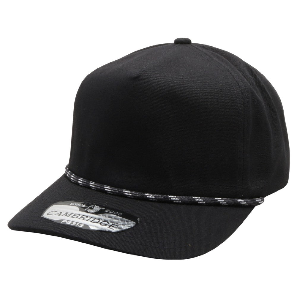 Pack of 6 Five Panel Rope Unstructured caps in various colors, showcasing the curved visor and adjustable snapback design.