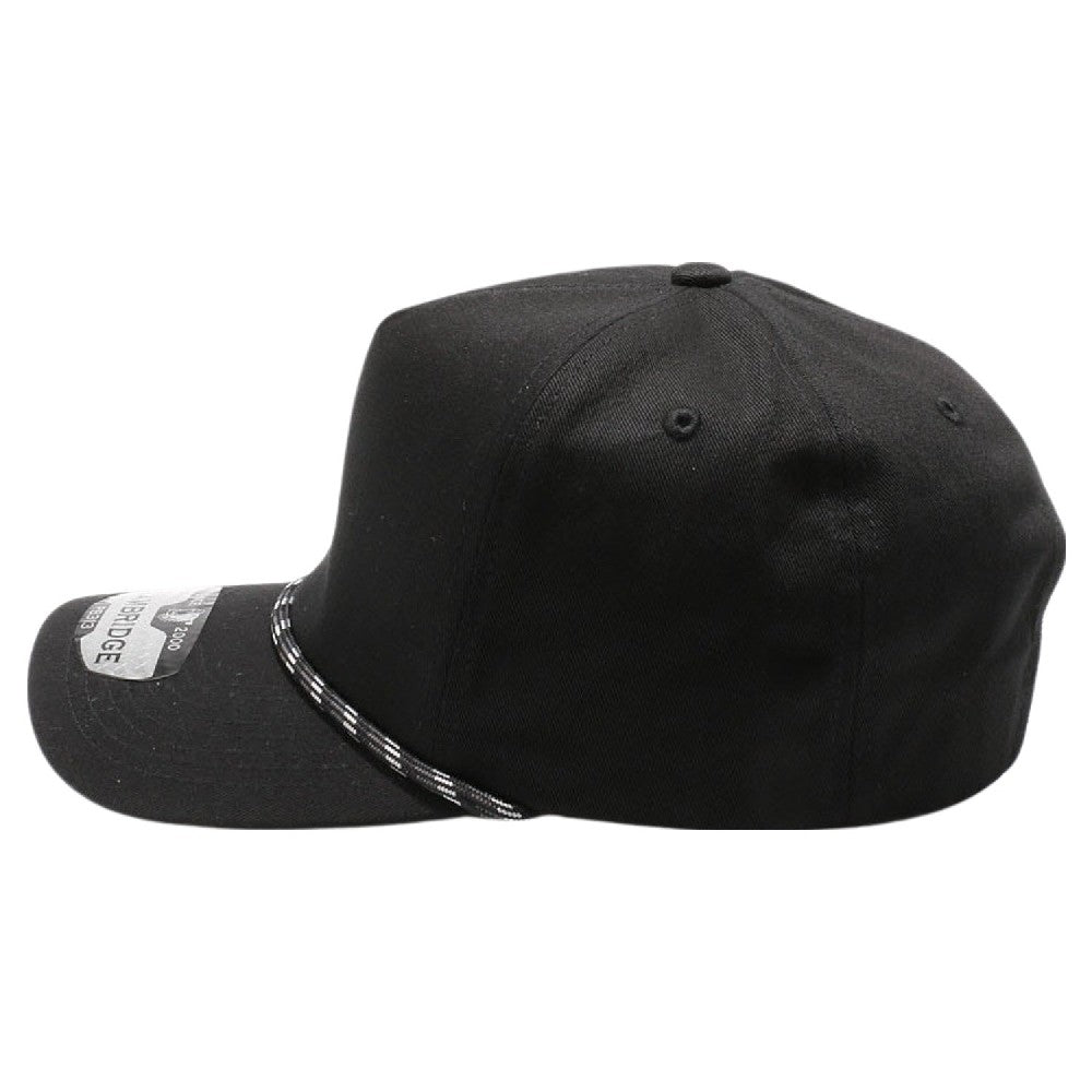 Pack of 6 Five Panel Rope Unstructured caps in various colors, showcasing the curved visor and adjustable snapback design.