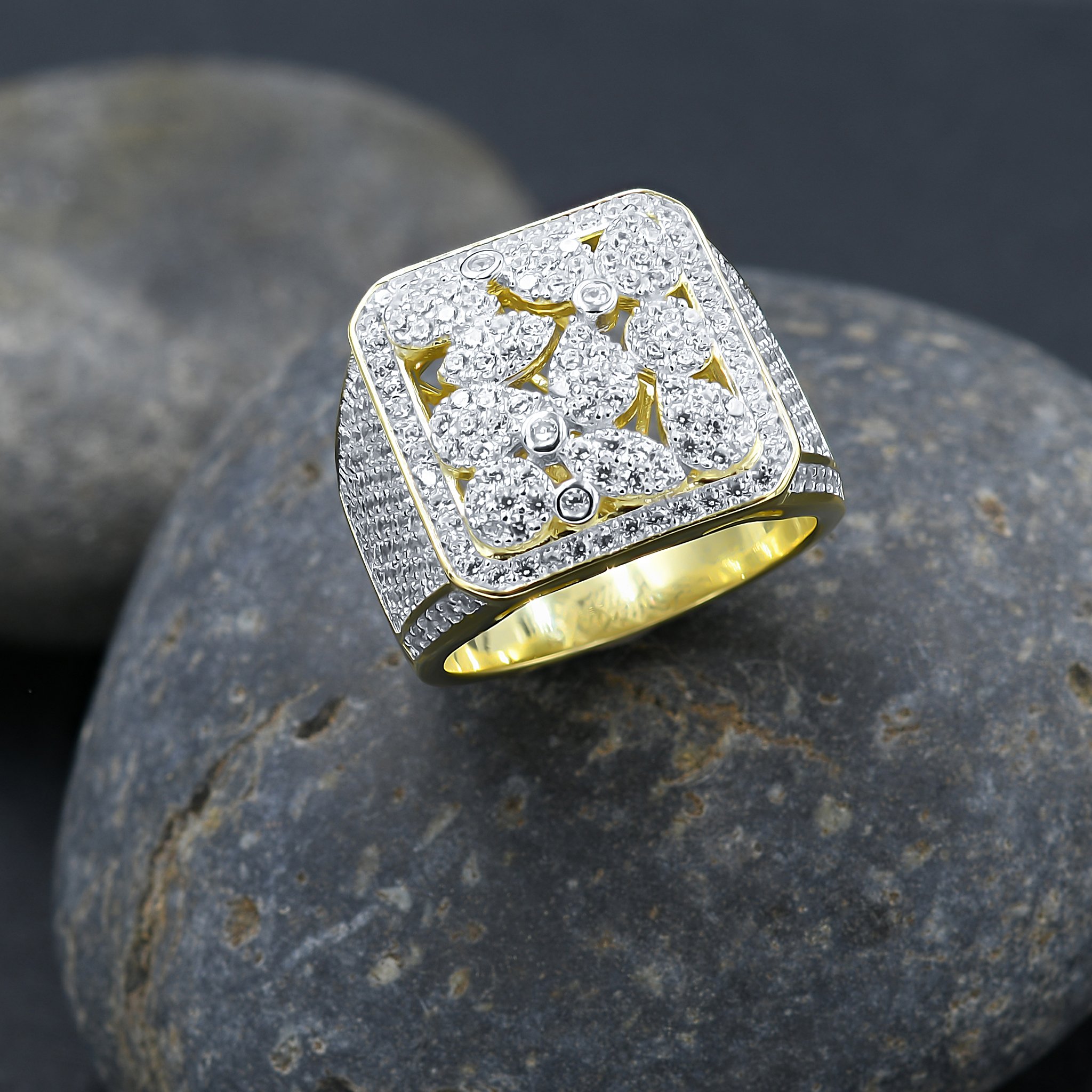 FLAGRANT 925 Silver Ring featuring micropave CZ stones, elegantly designed with a prong setting.