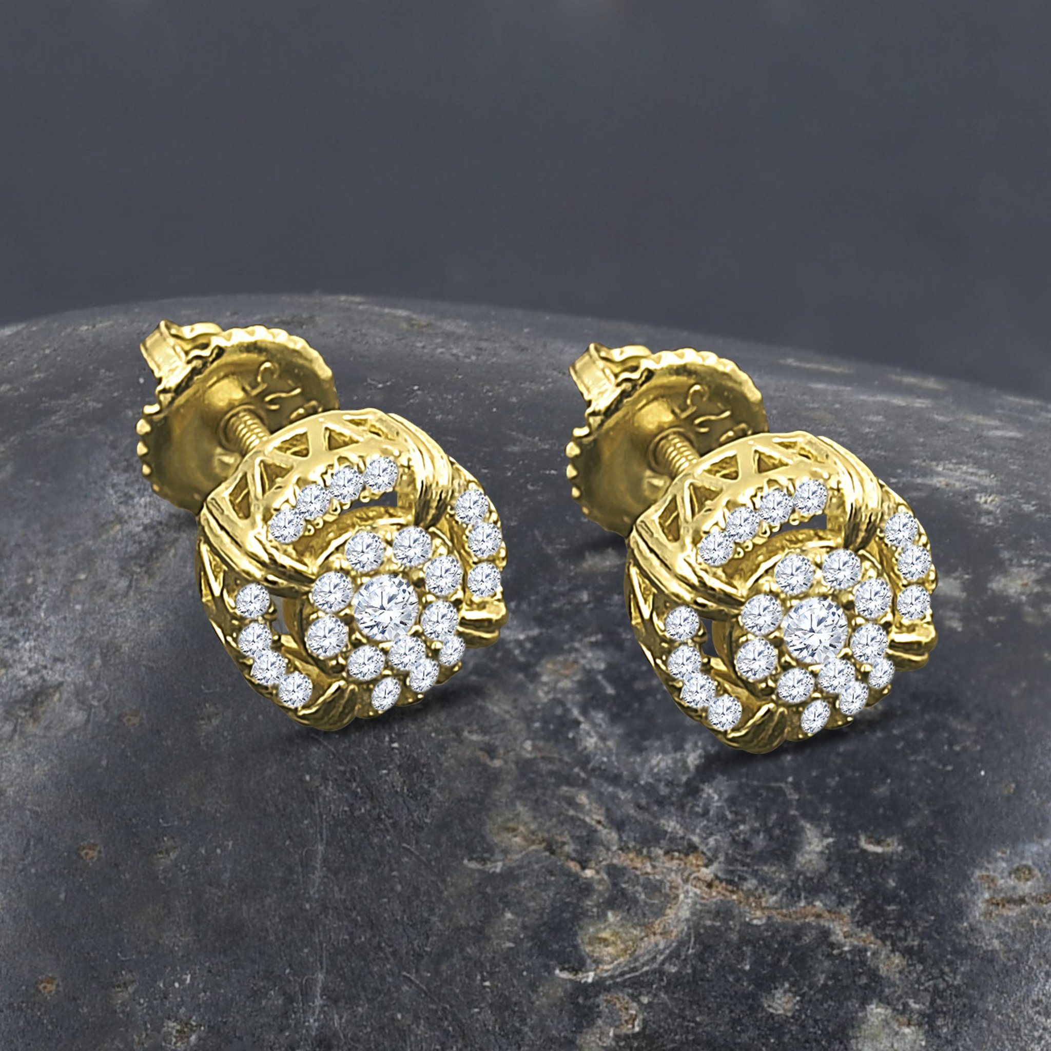 FLAIR Silver Earrings featuring cubic zircon stones set in 925 sterling silver, showcasing a unique design with a brilliant shine.