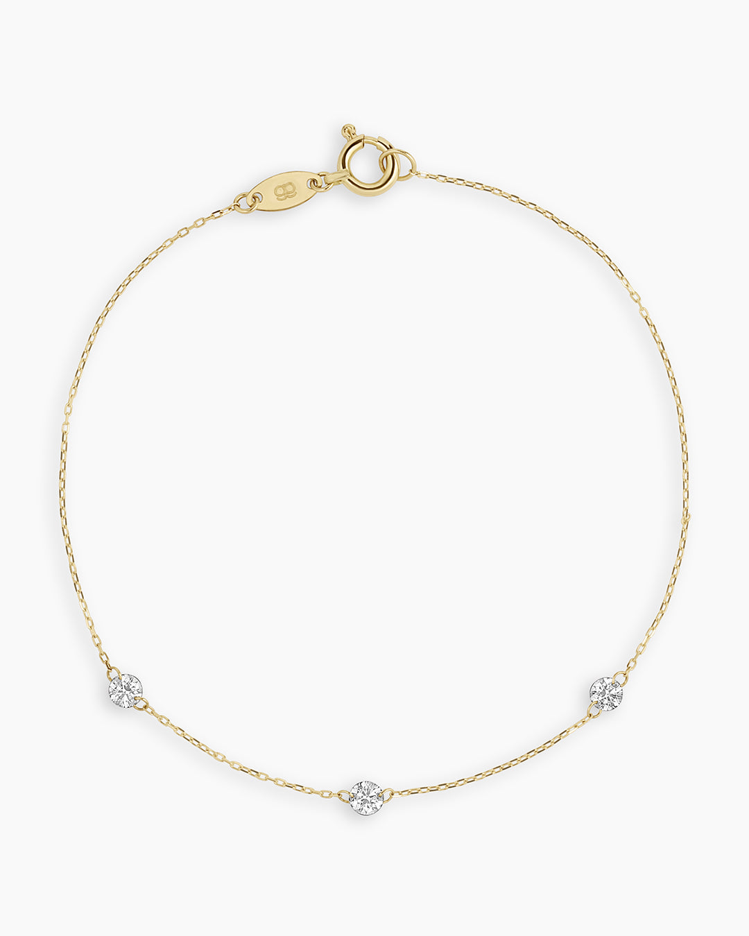 Elegant Floating Diamond Stationary Trio Bracelet featuring three lab-grown diamonds securely held in place for a sophisticated look.