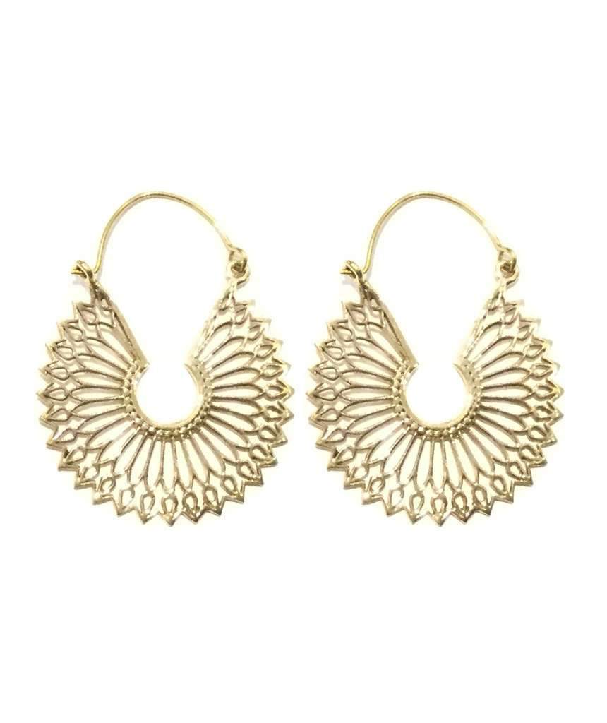 A pair of elegant Floral Circular Earrings featuring a playful floral pattern and a stylish circular fan finish, perfect for everyday wear.