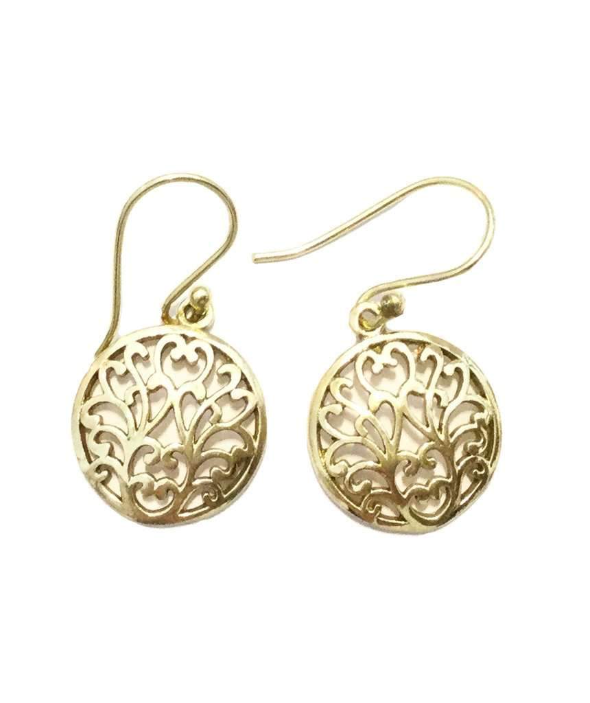 Elegant Floral Drop Circle Earrings featuring a delicate flower design, handmade with brass and silver, perfect for sensitive skin.