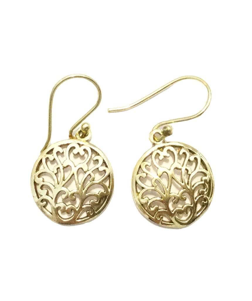 Elegant Floral Drop Circle Earrings featuring a delicate flower design, handmade with brass and silver, perfect for sensitive skin.